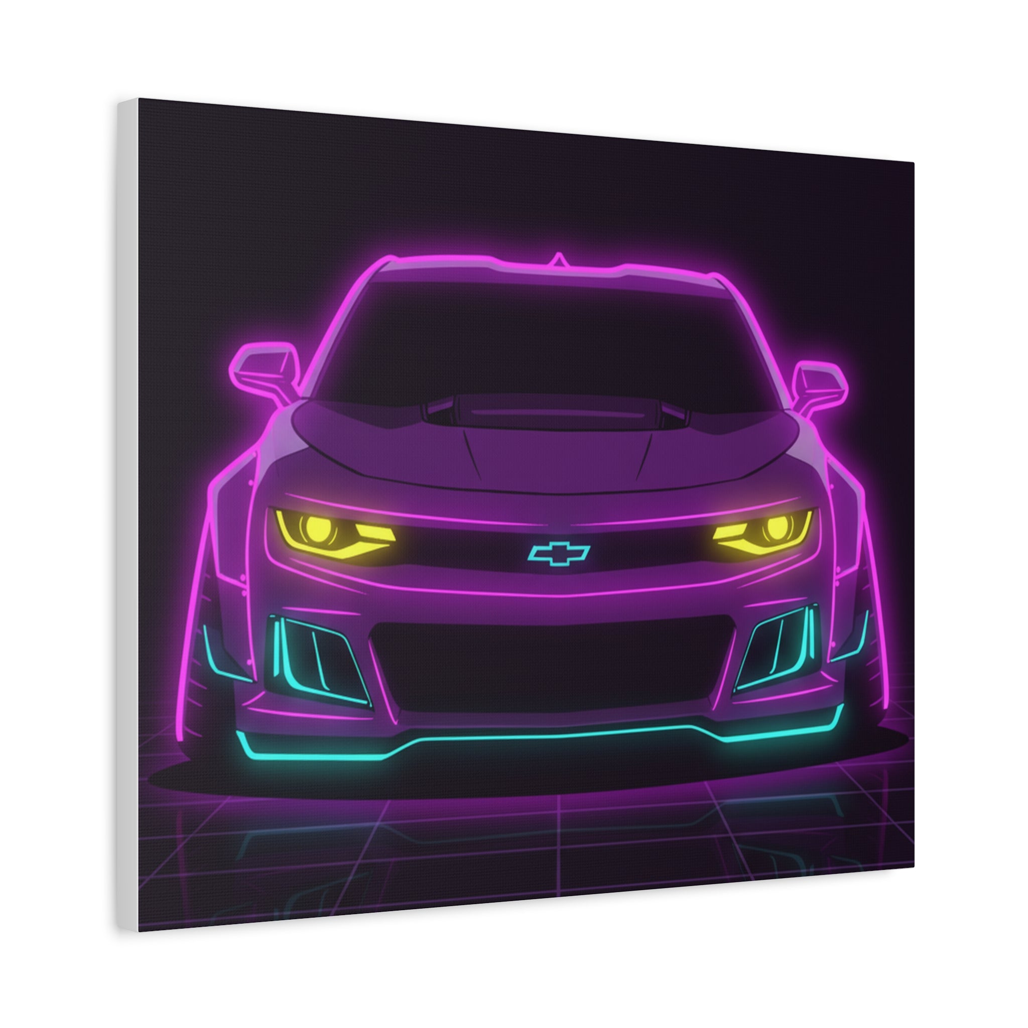 Chevrolet Camaro ZL1 Neon Synthwave Canvas Wall Art