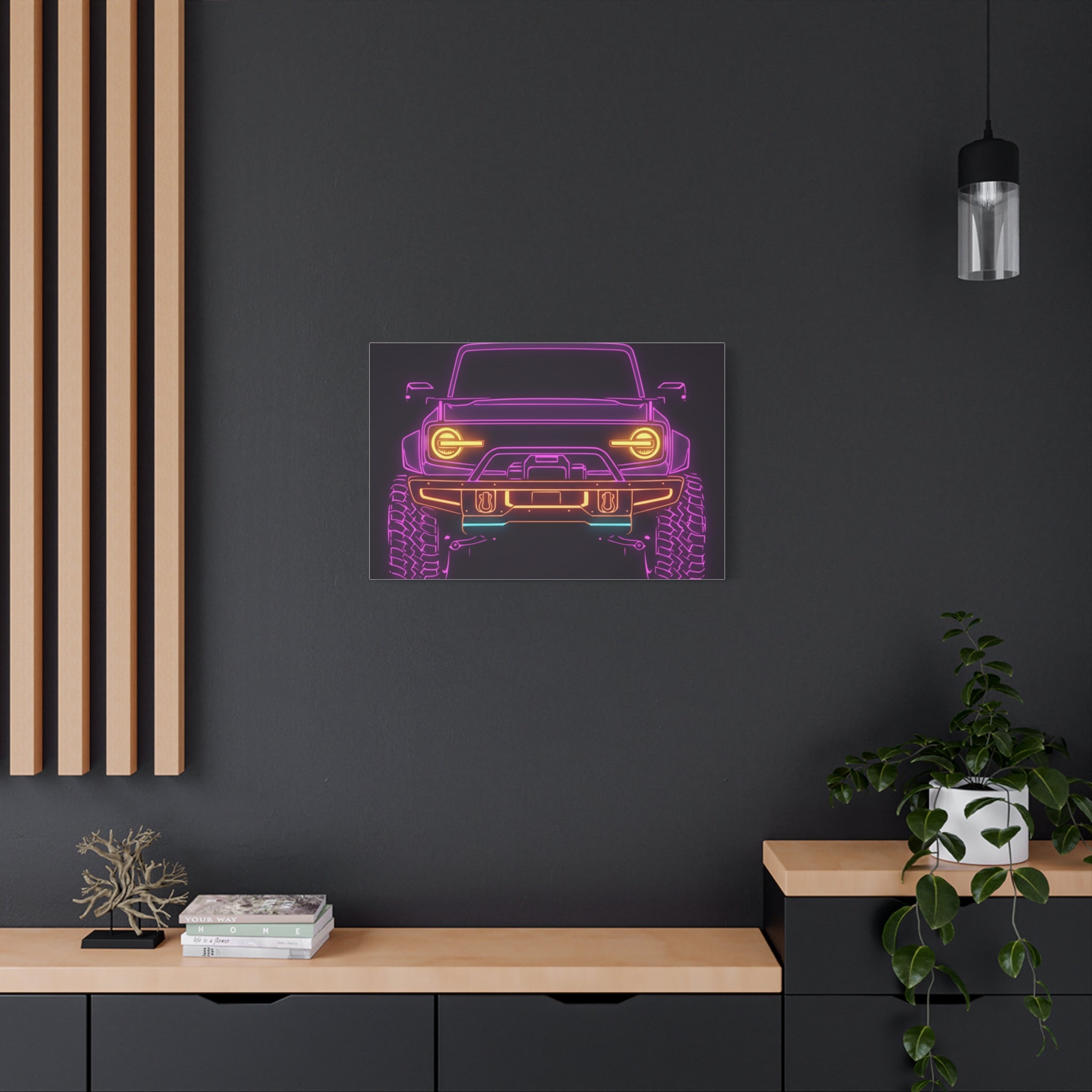 Ford Bronco (2021+) Neon Synthwave Canvas Wall Art