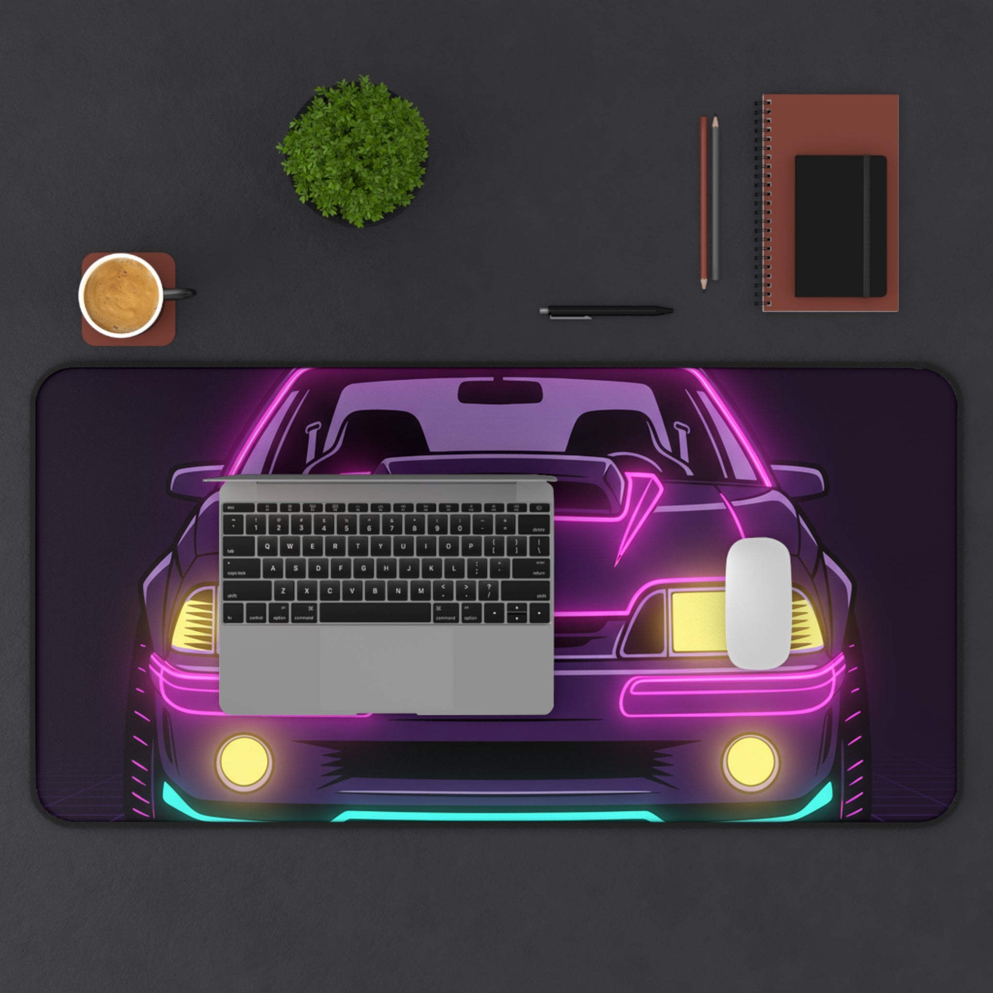 Ford Mustang Fox Body GT Neon Synthwave Desk Mat
