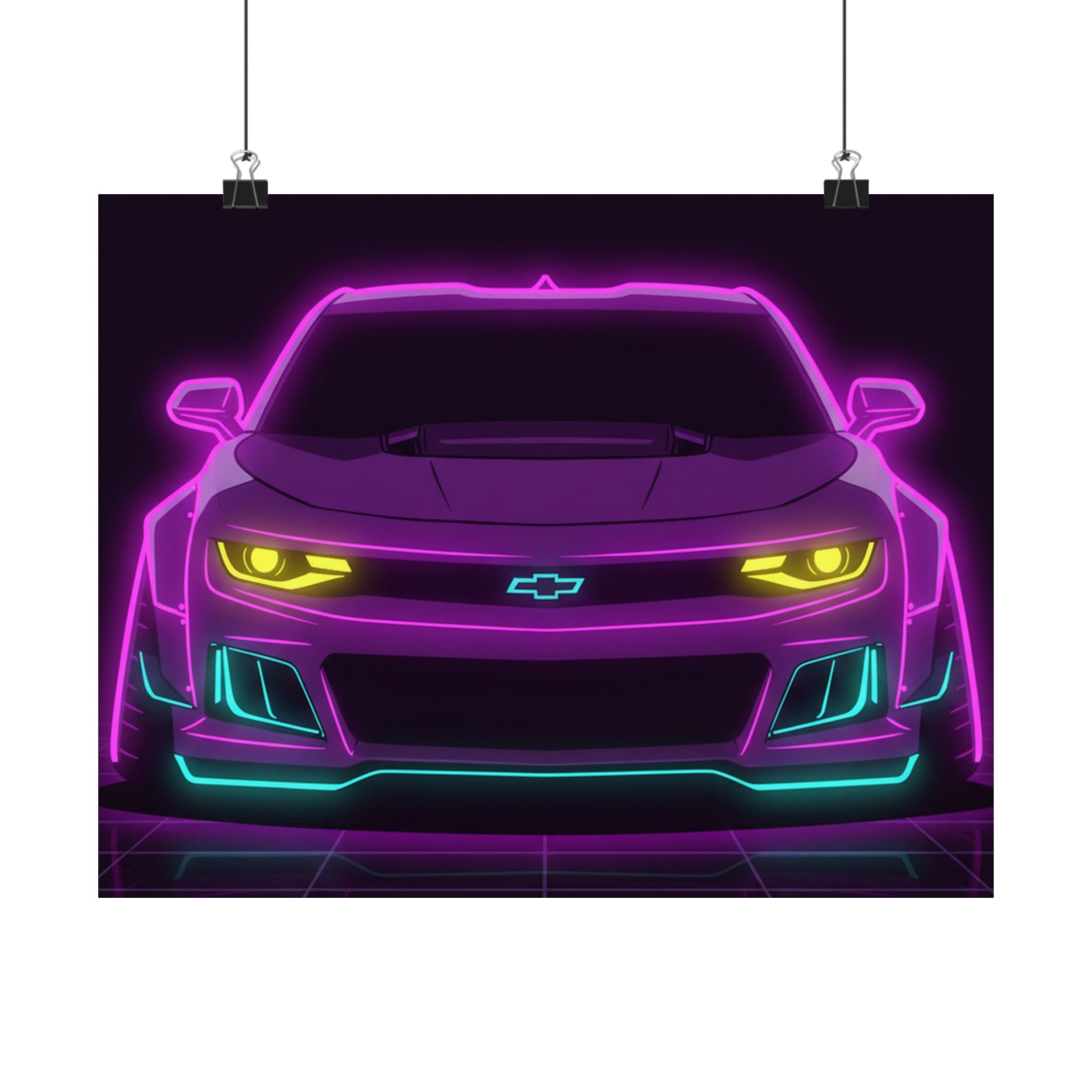 Chevrolet Camaro ZL1 Neon Synthwave Poster
