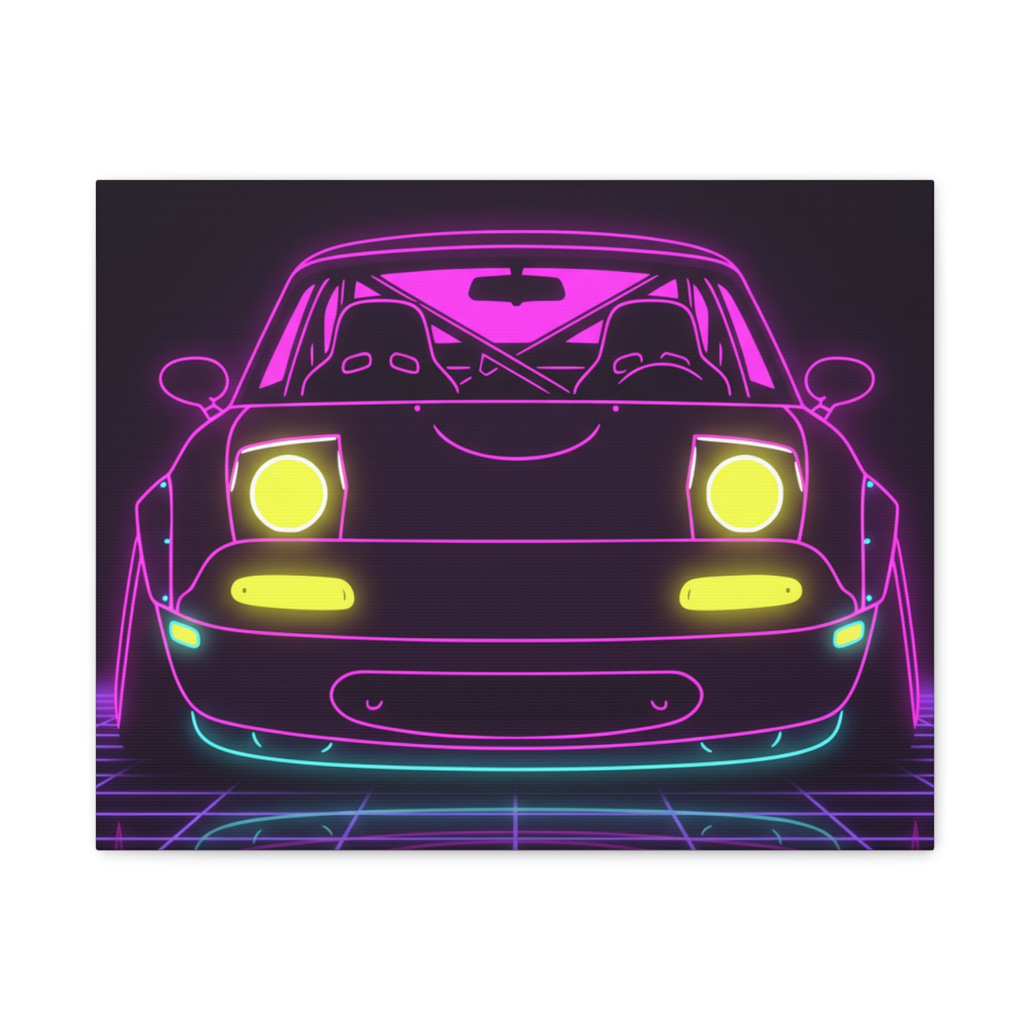 Mazda Miata NA (1989-97) Neon Synthwave Canvas Wall Art