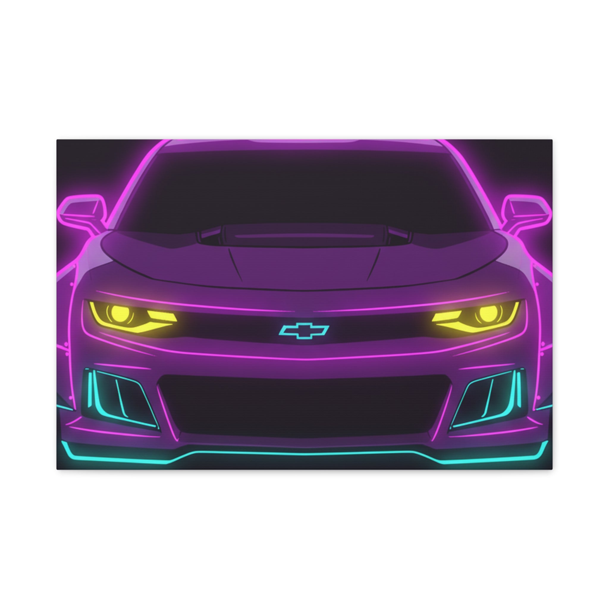 Chevrolet Camaro ZL1 Neon Synthwave Canvas Wall Art