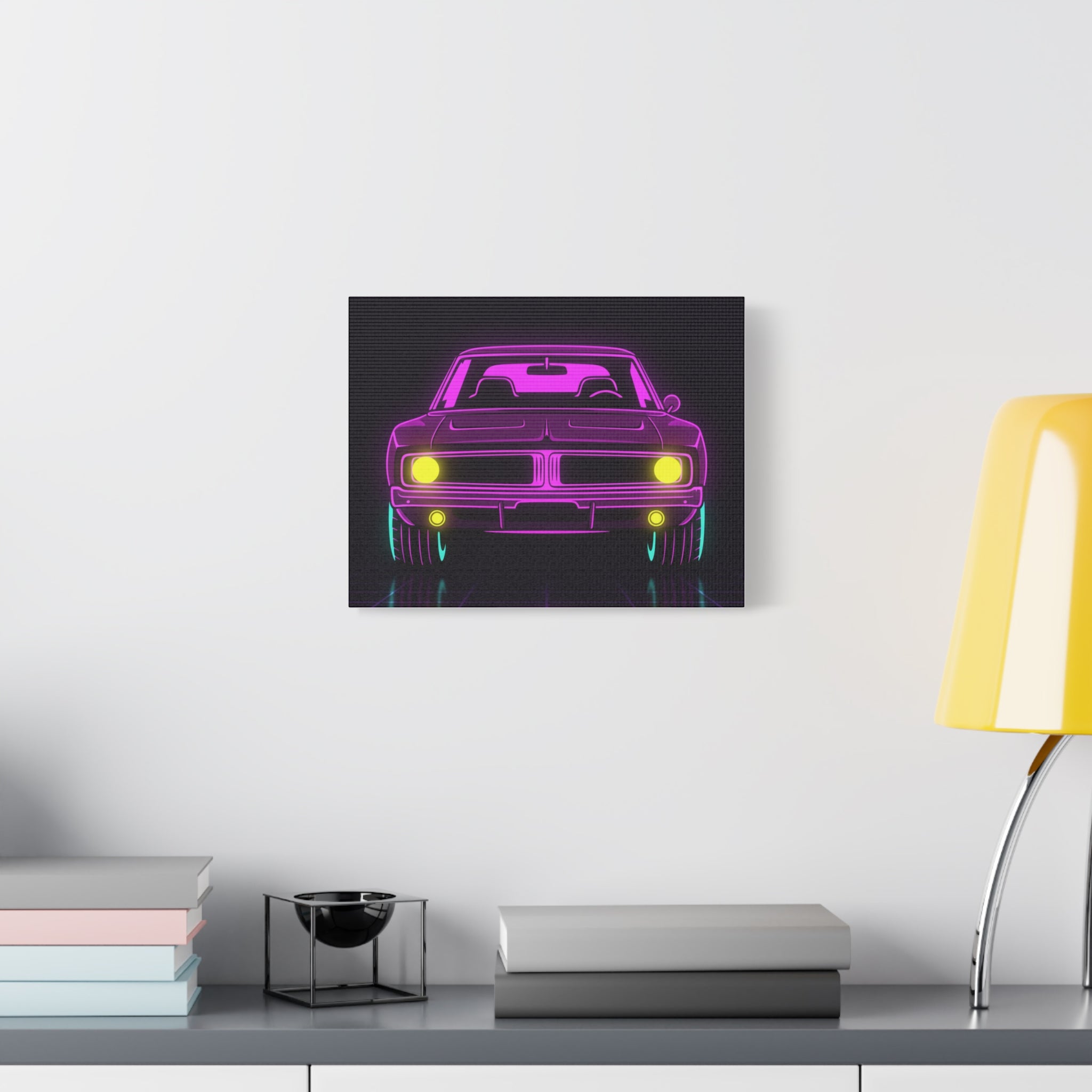 Dodge Charger R/T (1968-70) Resto-Mod Neon Synthwave Canvas Wall Art