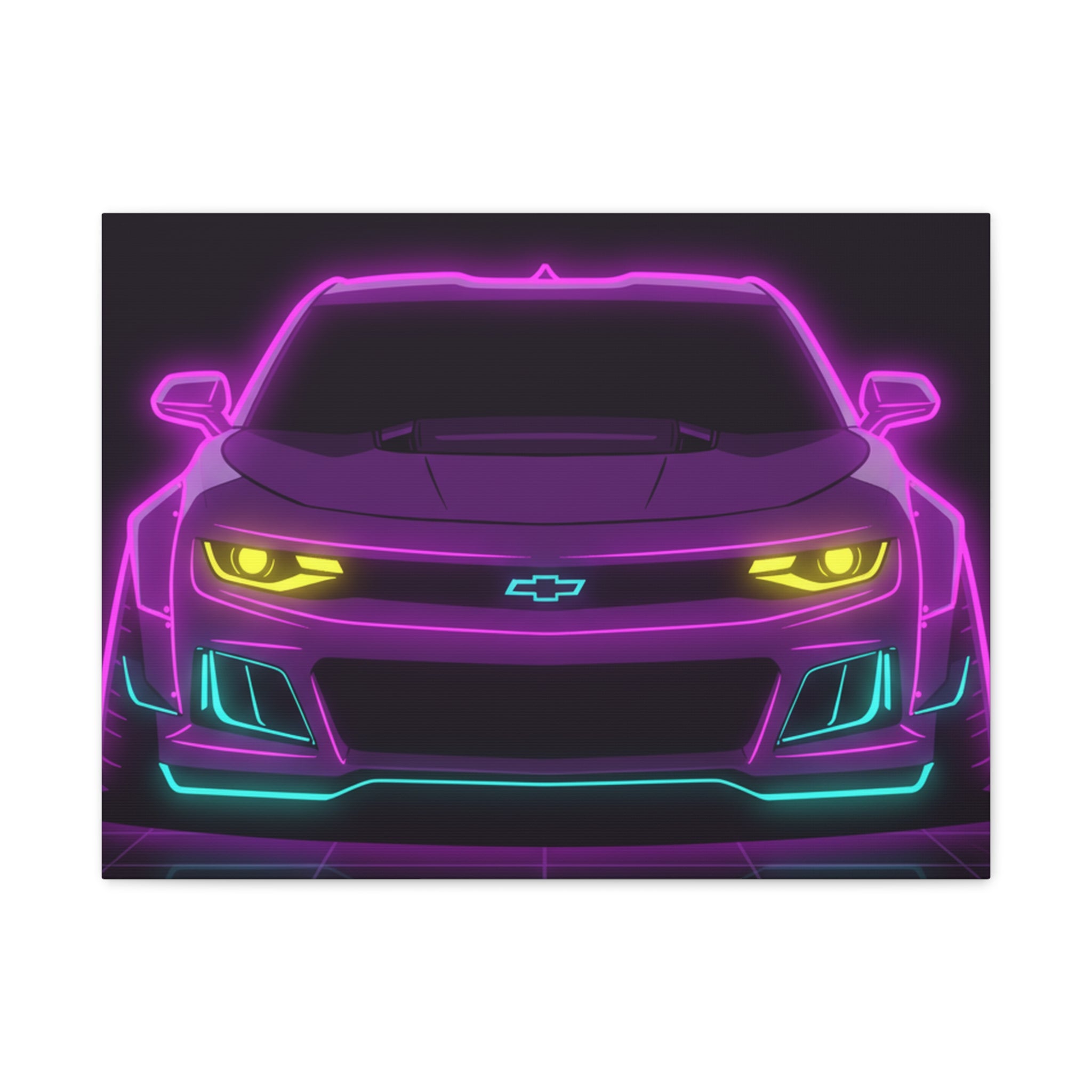 Chevrolet Camaro ZL1 Neon Synthwave Canvas Wall Art