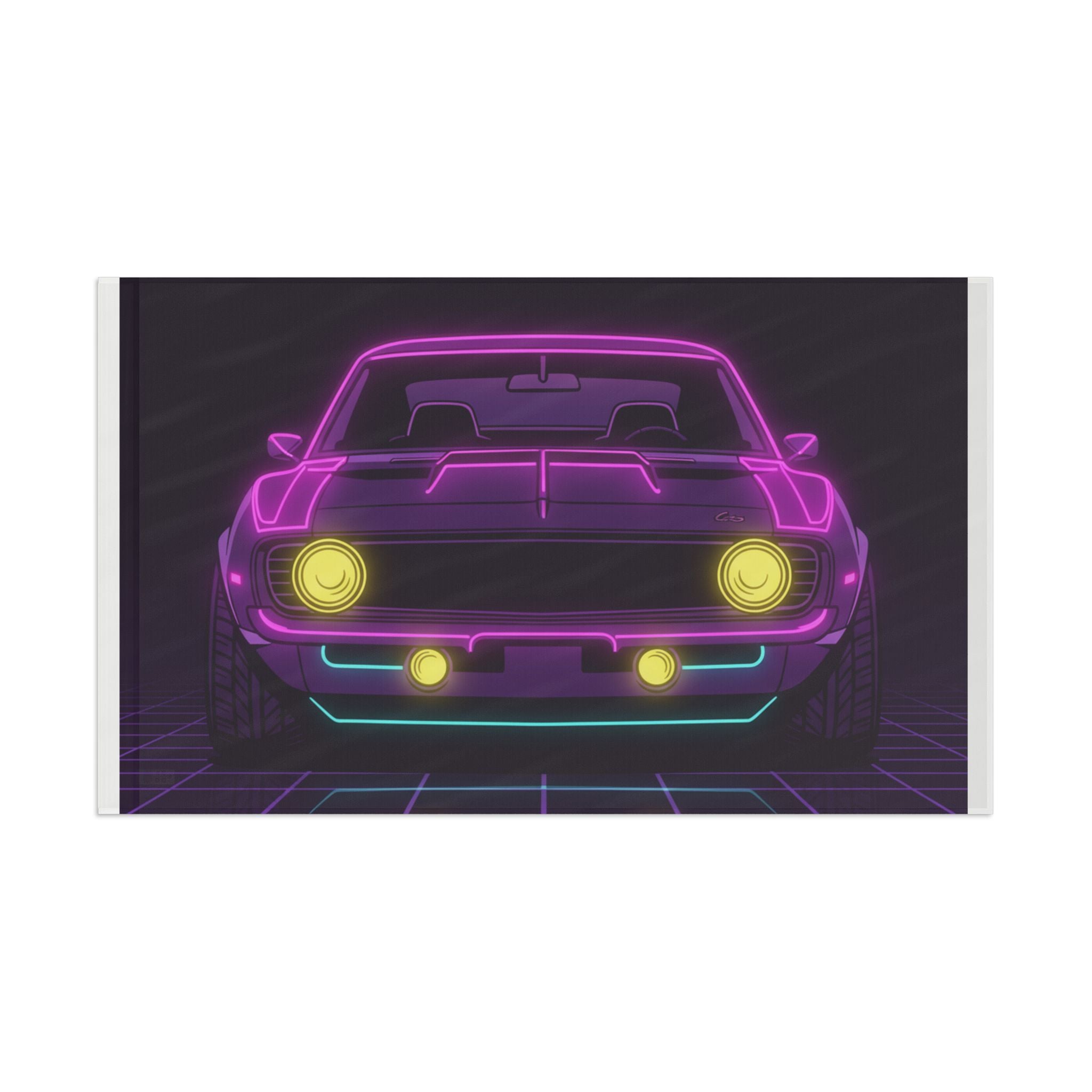 1969 Chevrolet Camaro SS Neon Synthwave Garage Flag
