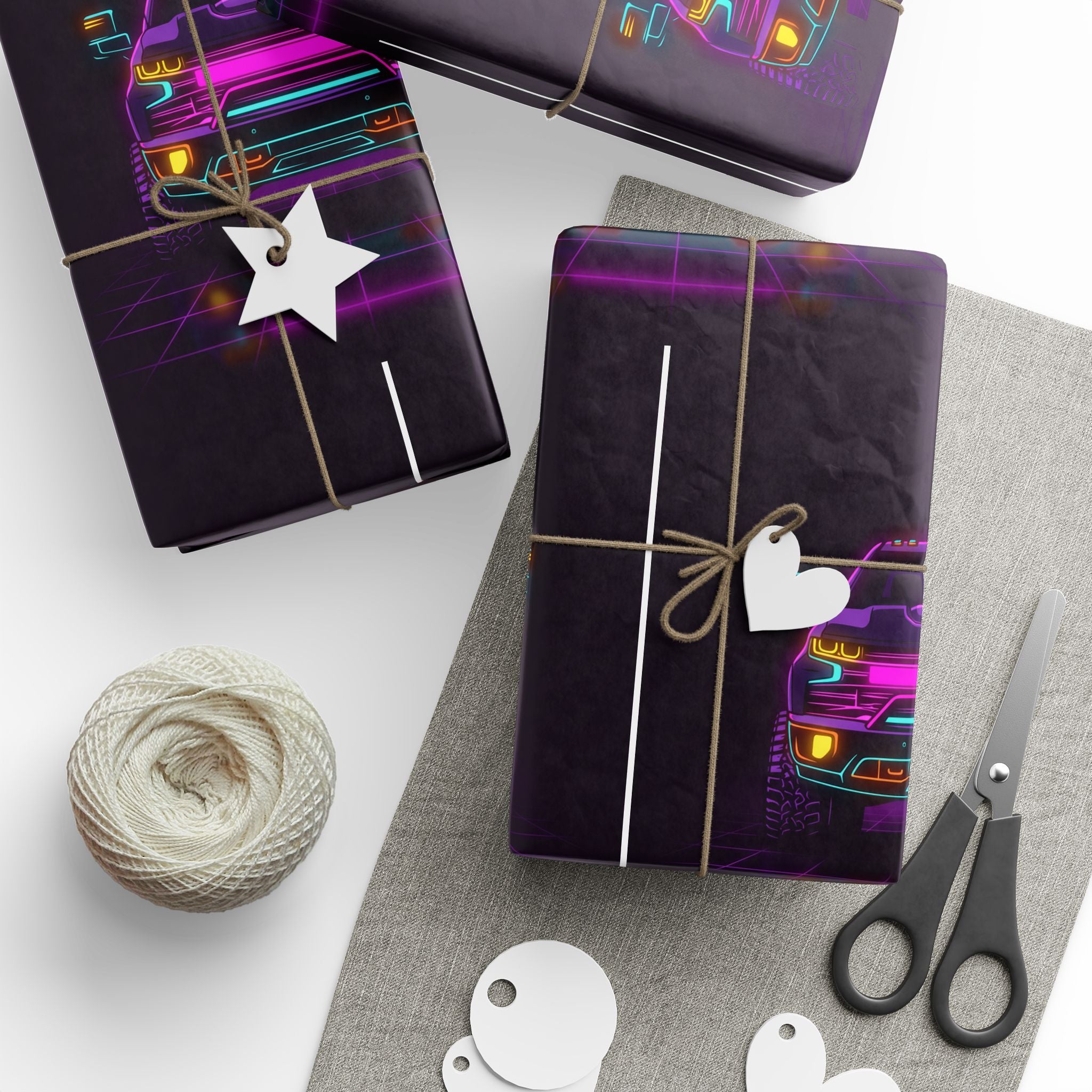 Chevy Silverado Trail Boss (2019+) Neon Synthwave Gift Wrapping Paper