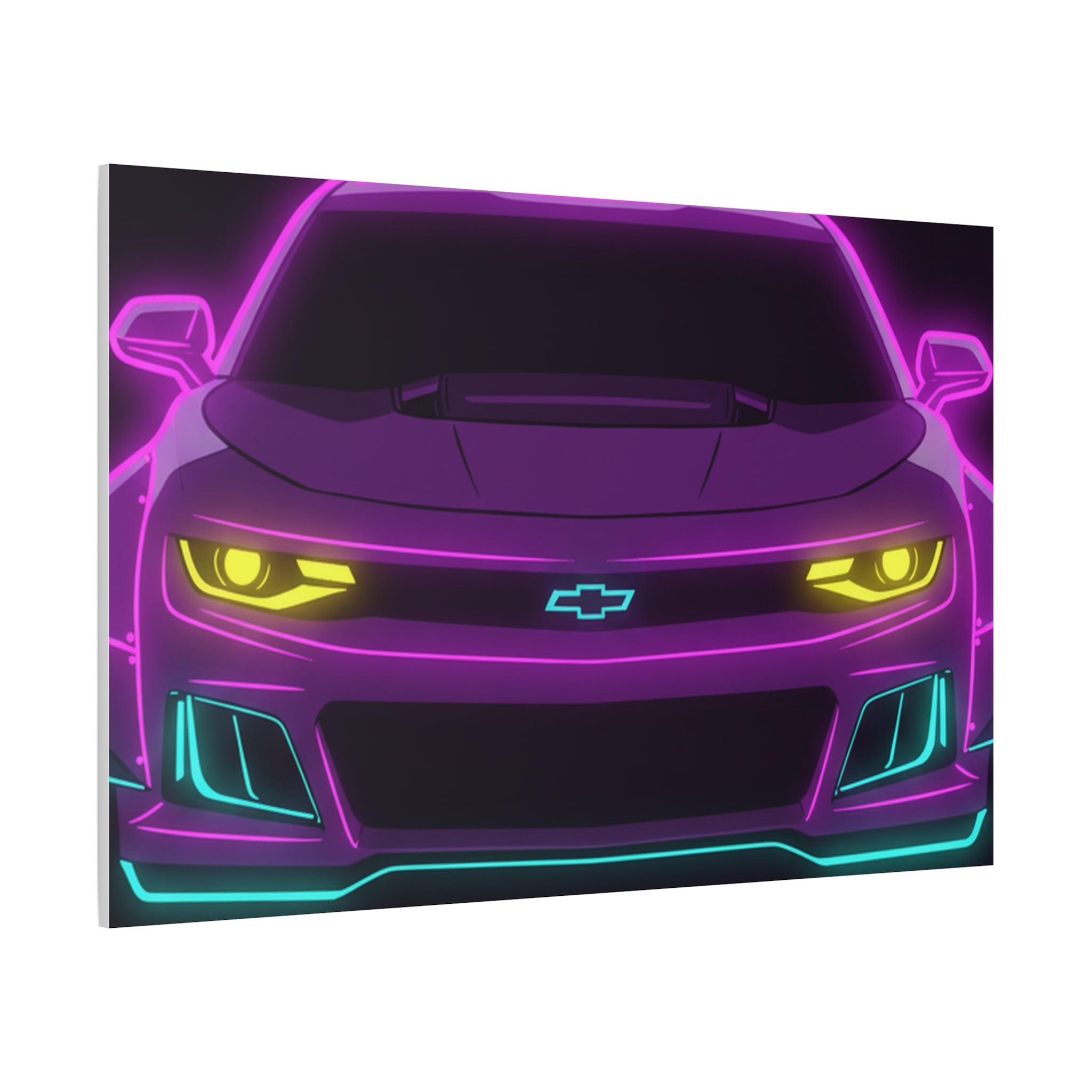 Chevrolet Camaro ZL1 Neon Synthwave Canvas Wall Art