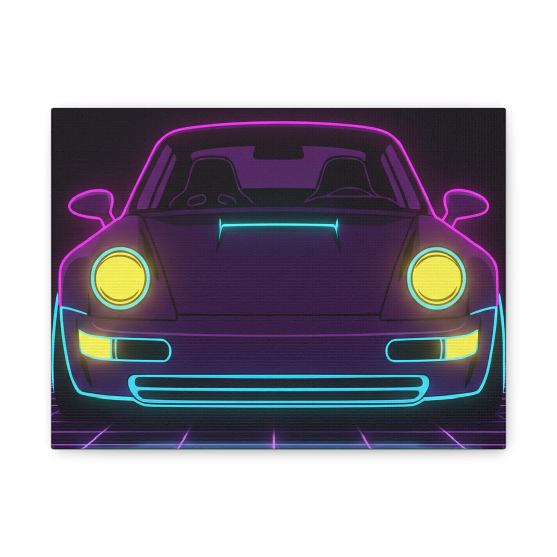 Porsche 964 Singer Neon Synthwave Canvas Wall Art
