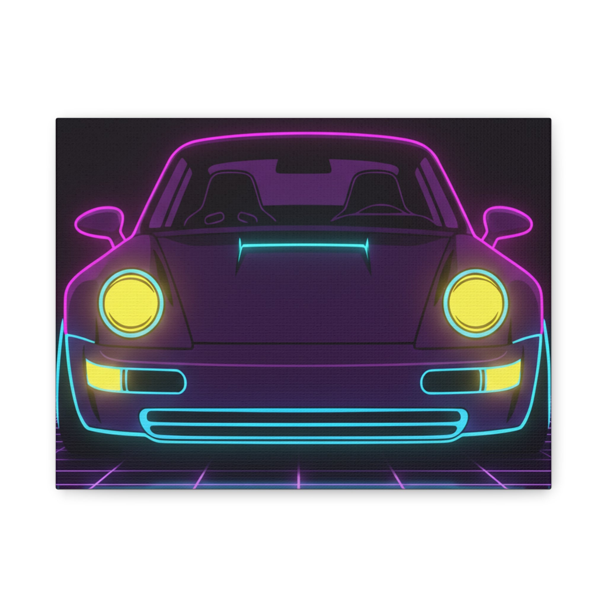 Porsche 964 Singer Neon Synthwave Canvas Wall Art