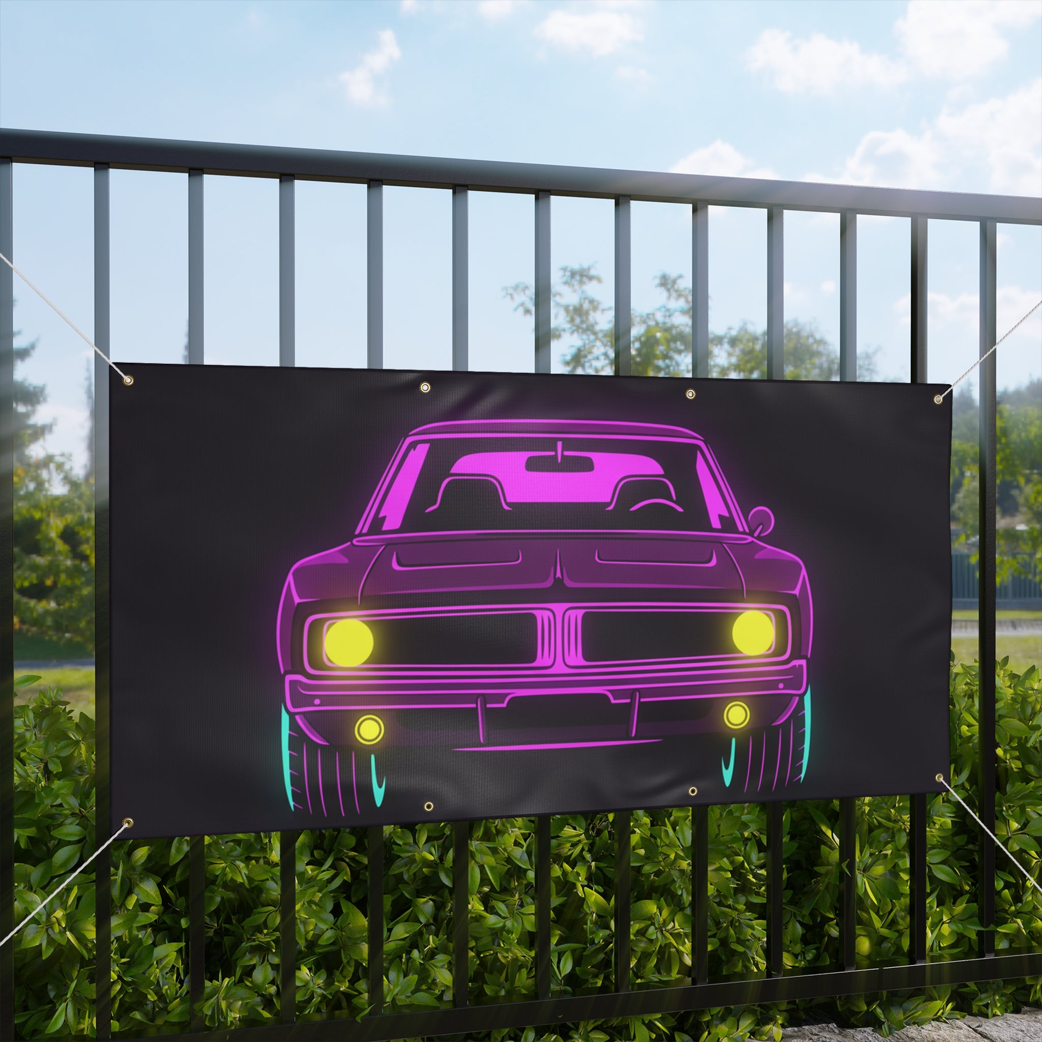 Dodge Charger R/T (1968-70) Resto-Mod Neon Synthwave Banner