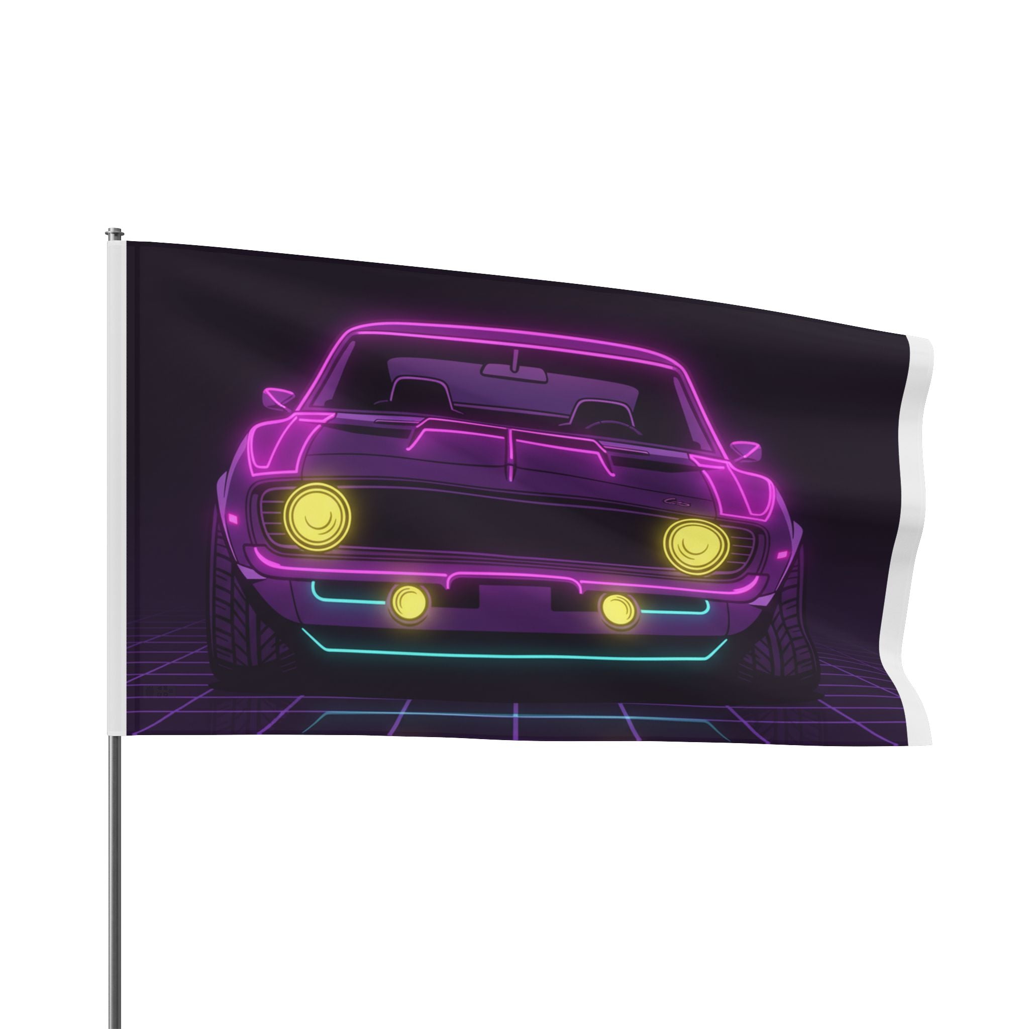 1969 Chevrolet Camaro SS Neon Synthwave Garage Flag