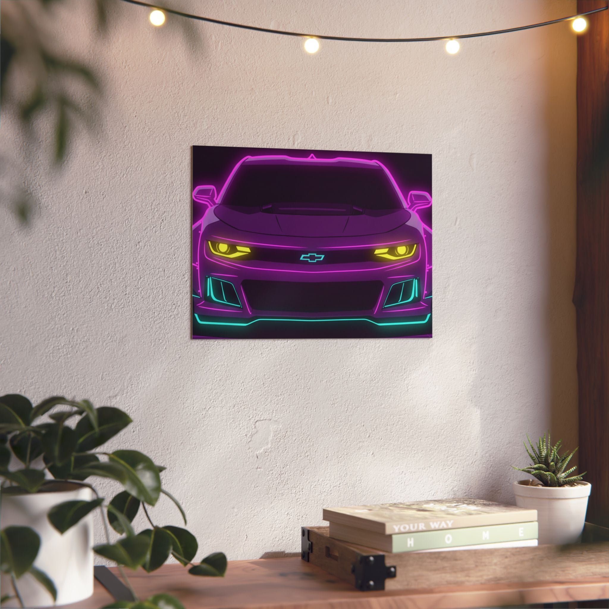 Chevrolet Camaro ZL1 Neon Synthwave Metal Wall Sign