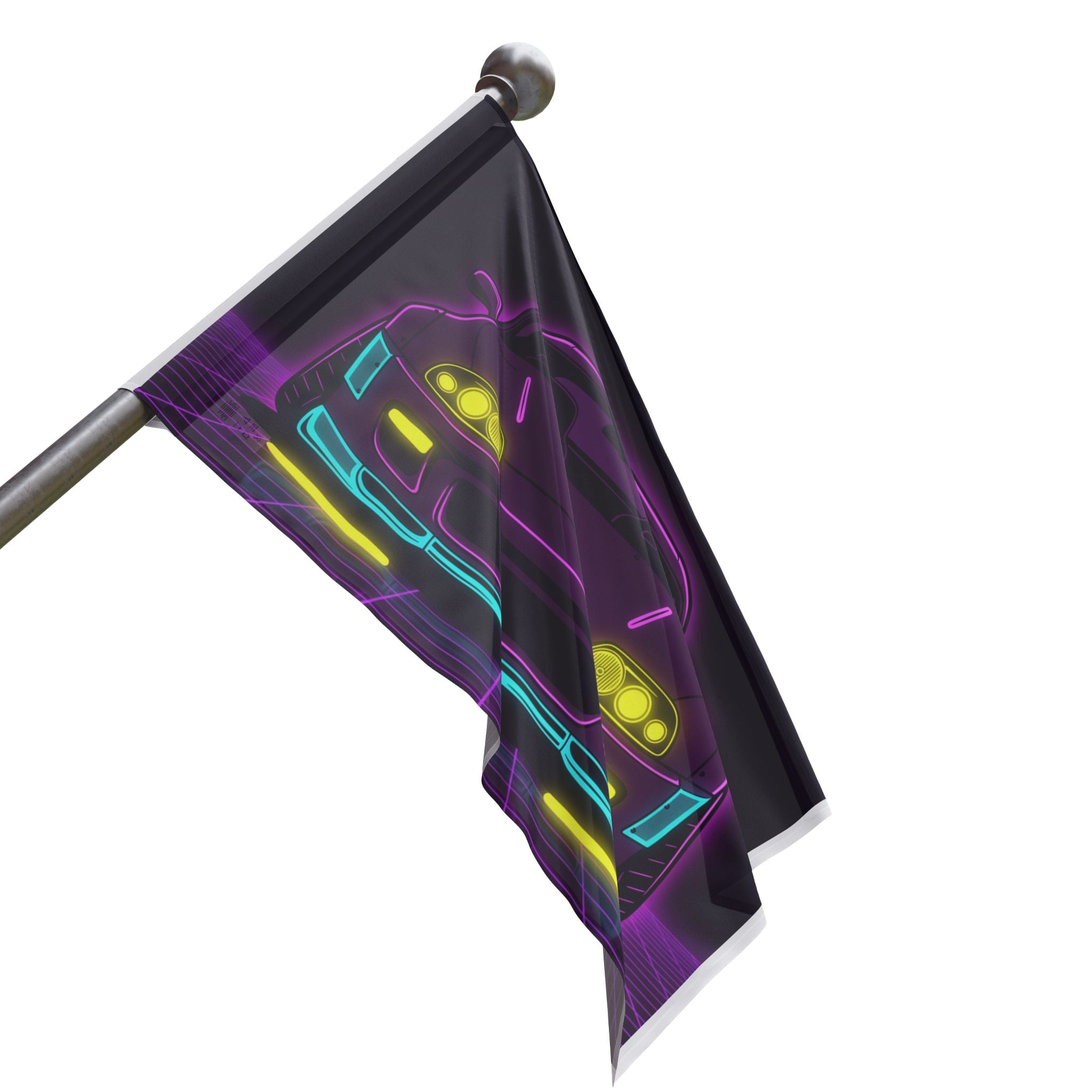 Toyota Supra MK4 Neon Synthwave Garage Flag