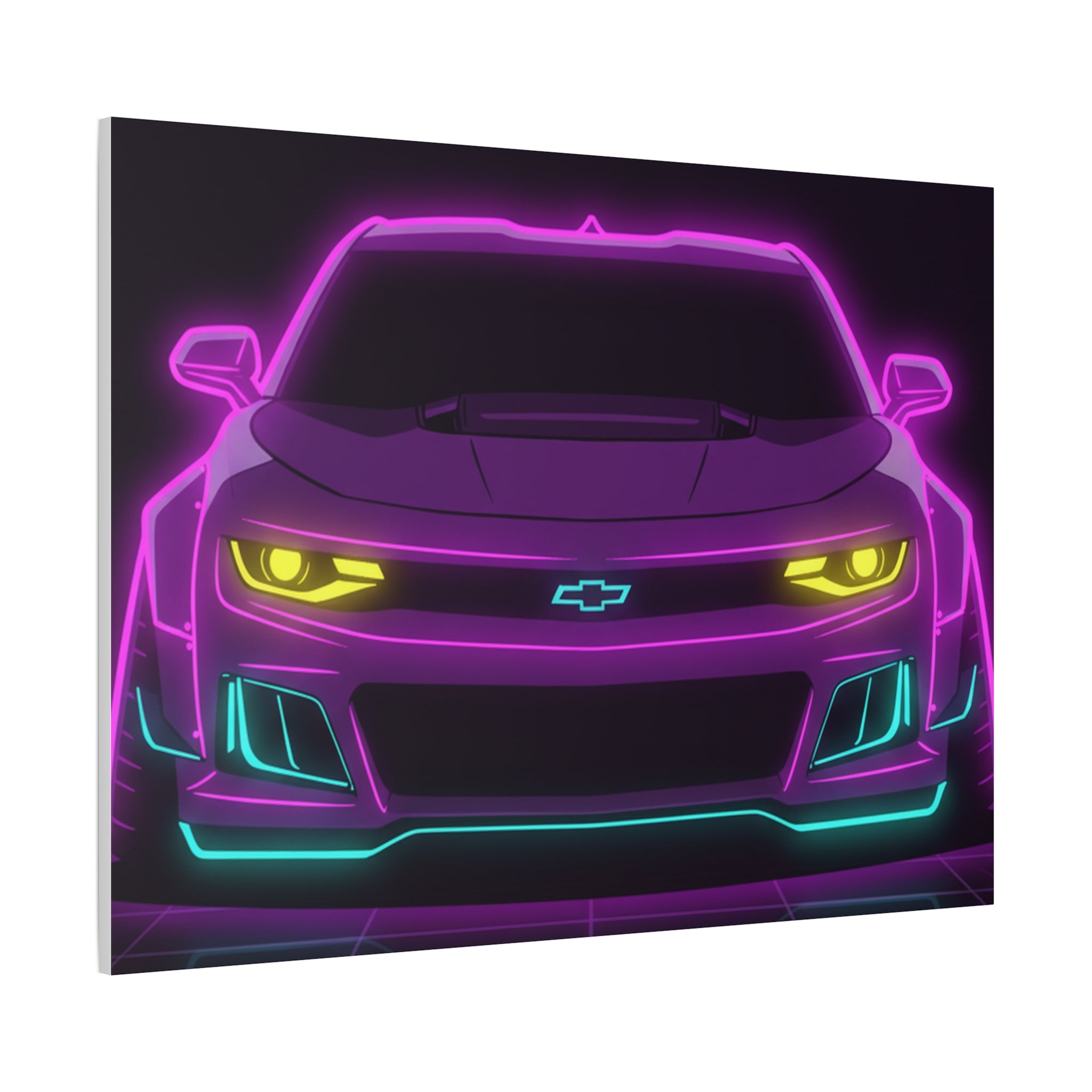 Chevrolet Camaro ZL1 Neon Synthwave Canvas Wall Art
