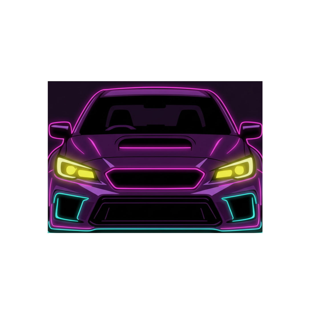 Subaru WRX STI Neon Synthwave Metal Wall Sign