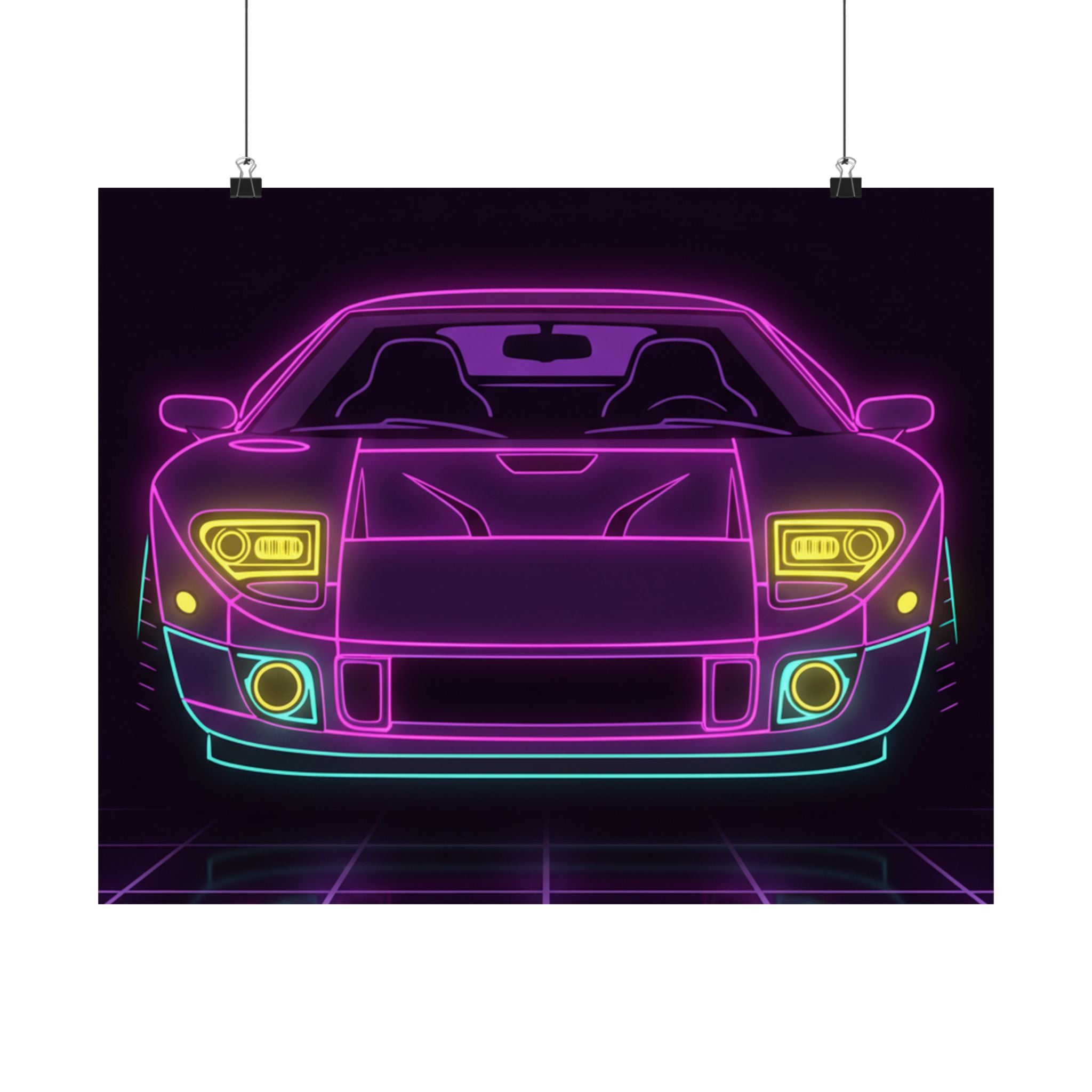 Ford GT40 (1964-69) Neon Synthwave Poster