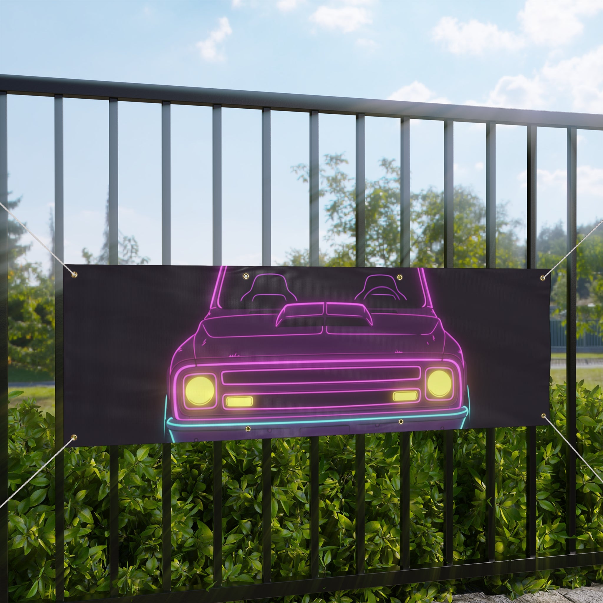 Chevy C10 Pickup (1967-72) Neon Synthwave Banner