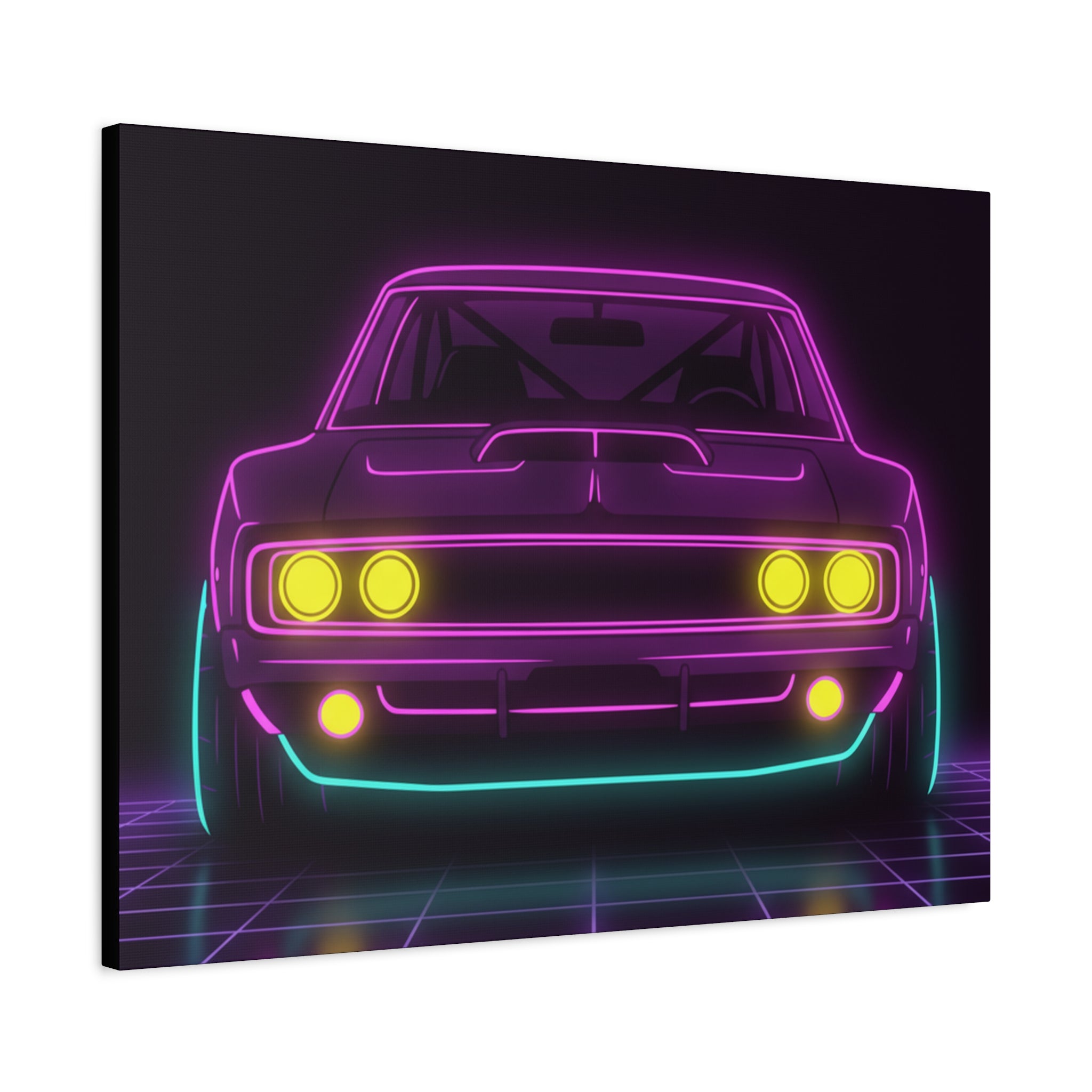 Dodge Charger R/T (1968-70) Neon Synthwave Canvas Wall Art
