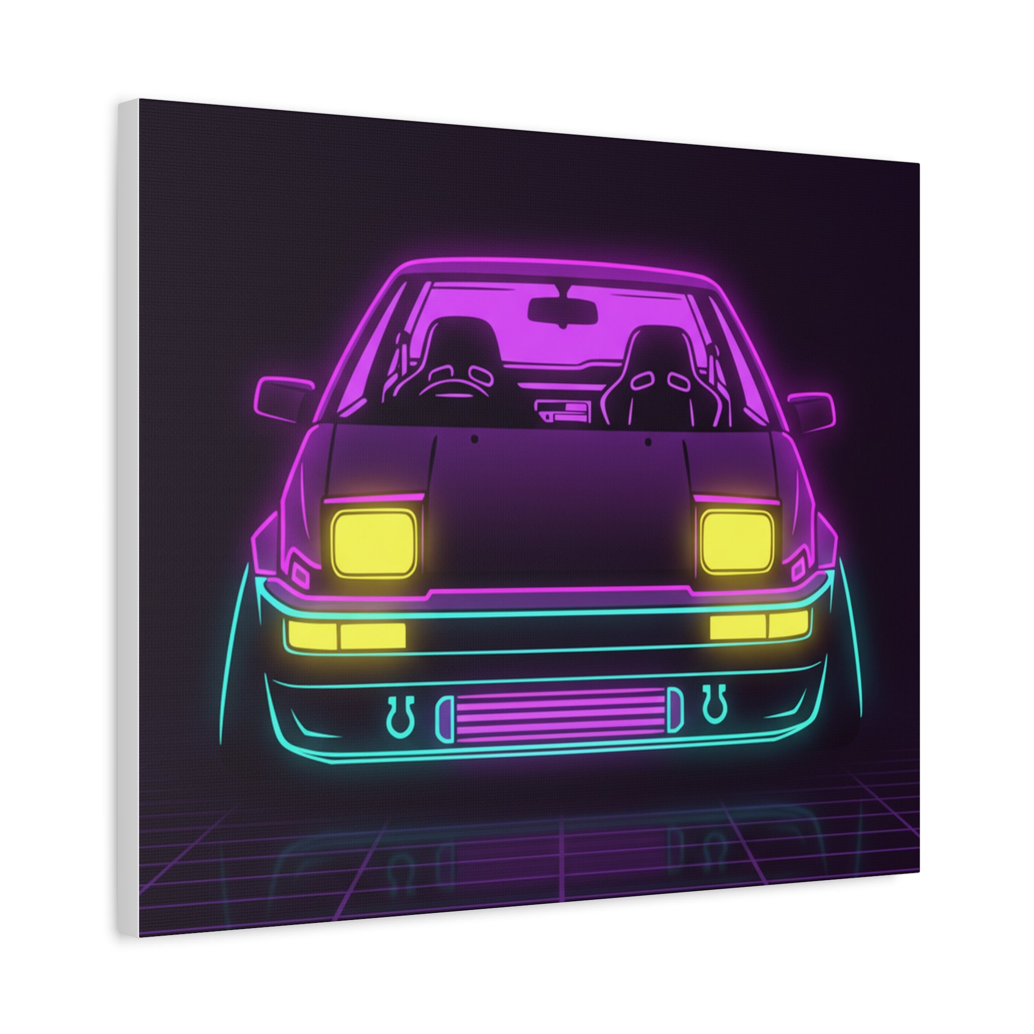 Toyota AE86 (1983-87) Neon Synthwave Canvas Wall Art