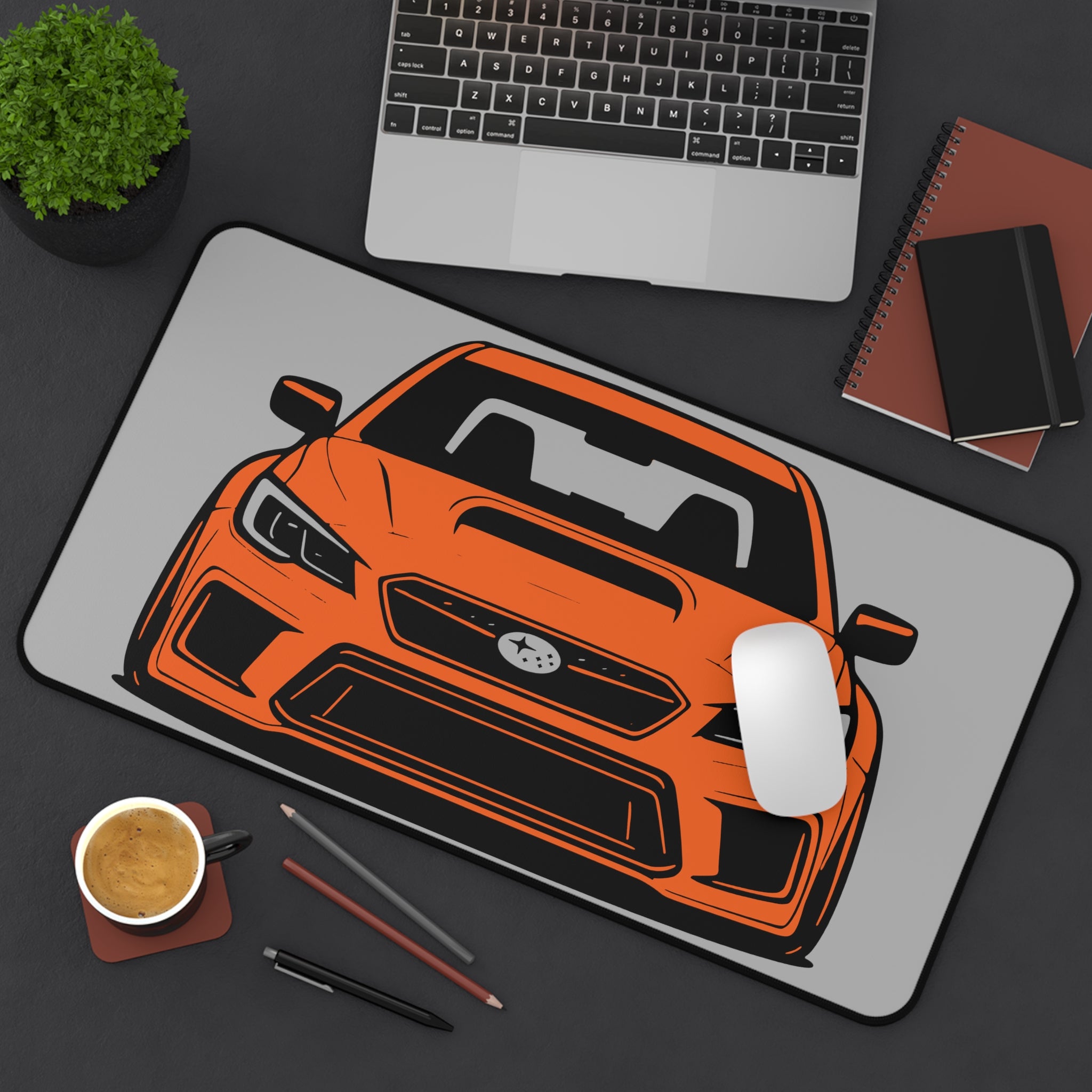 WRX Desk Mat (Orange) Grey Background