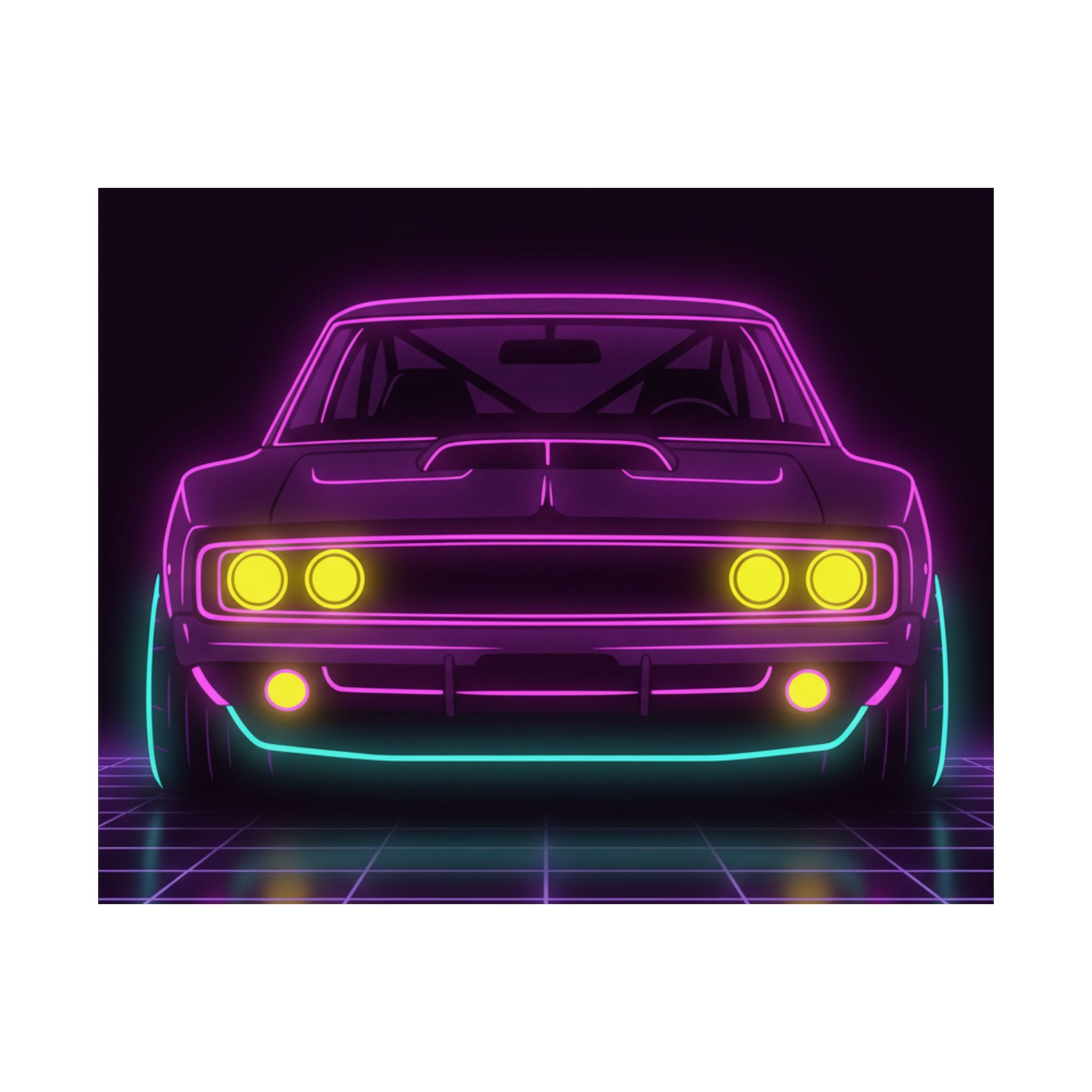 Dodge Charger R/T (1968-70) Neon Synthwave Poster