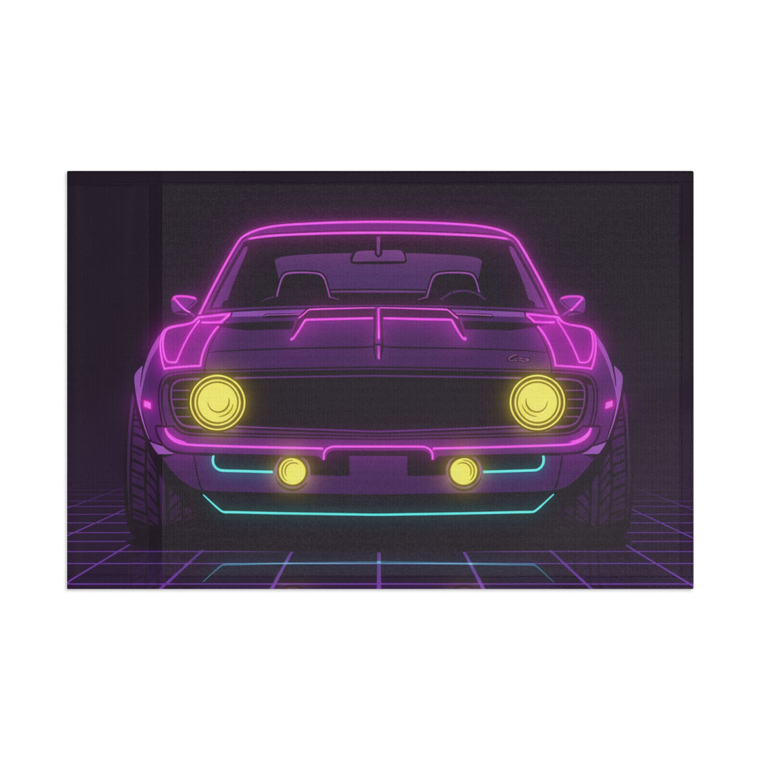 1969 Chevrolet Camaro SS Neon Synthwave Garage Flag