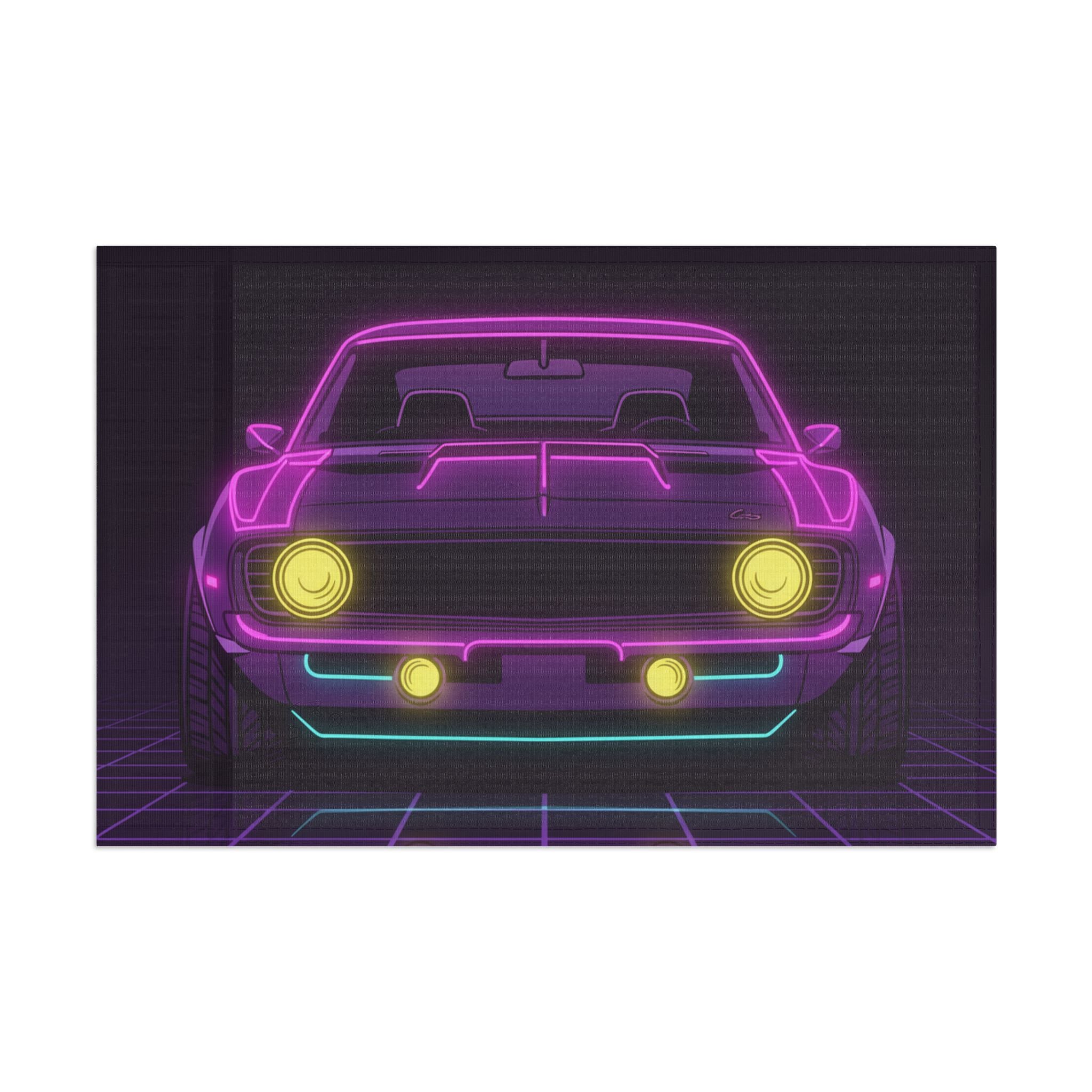 1969 Chevrolet Camaro SS Neon Synthwave Garage Flag