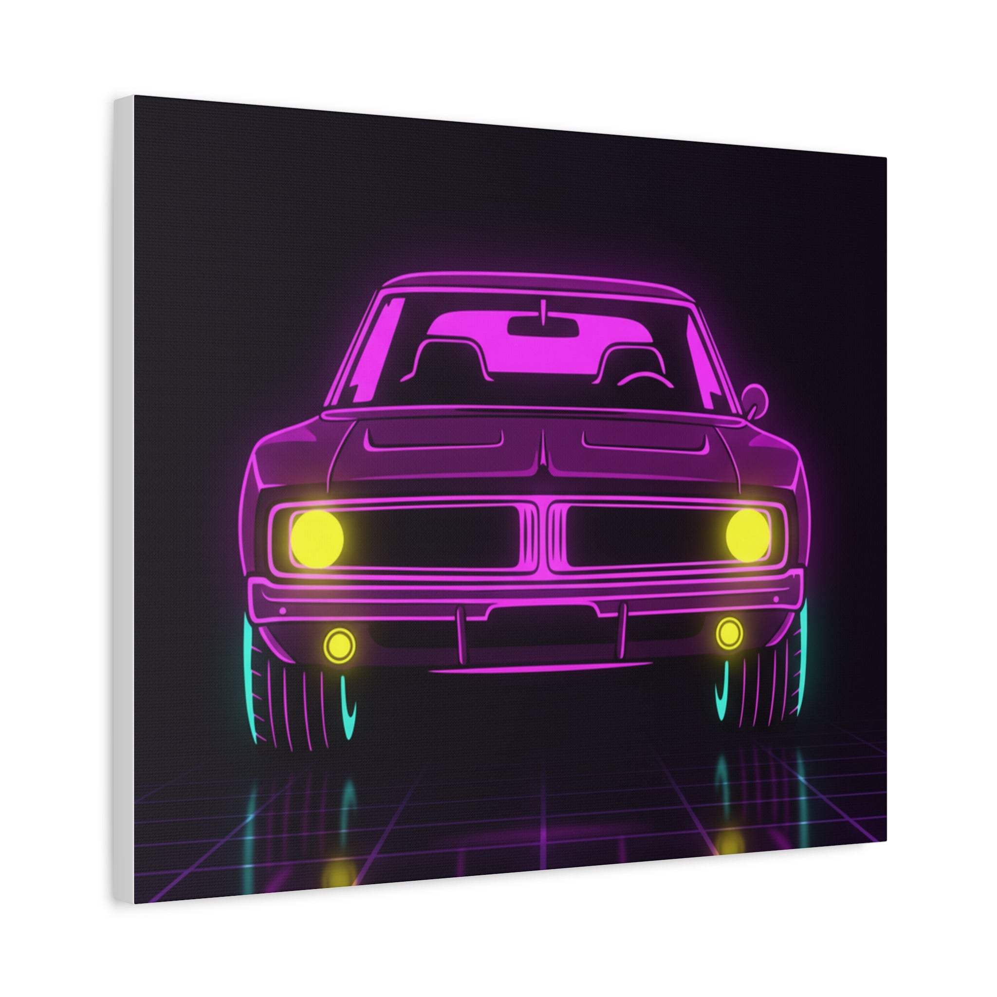 Dodge Charger R/T (1968-70) Resto-Mod Neon Synthwave Canvas Wall Art