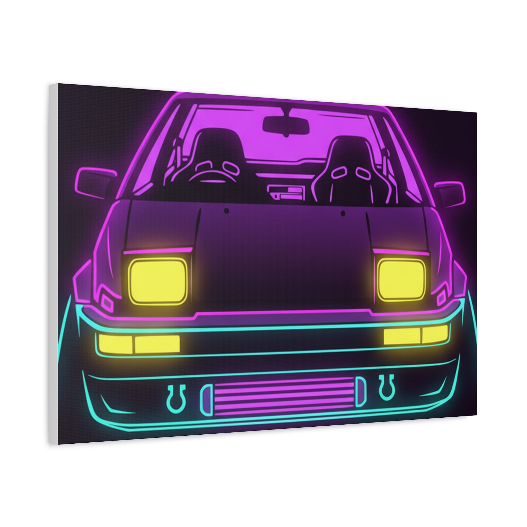 Toyota AE86 (1983-87) Neon Synthwave Canvas Wall Art