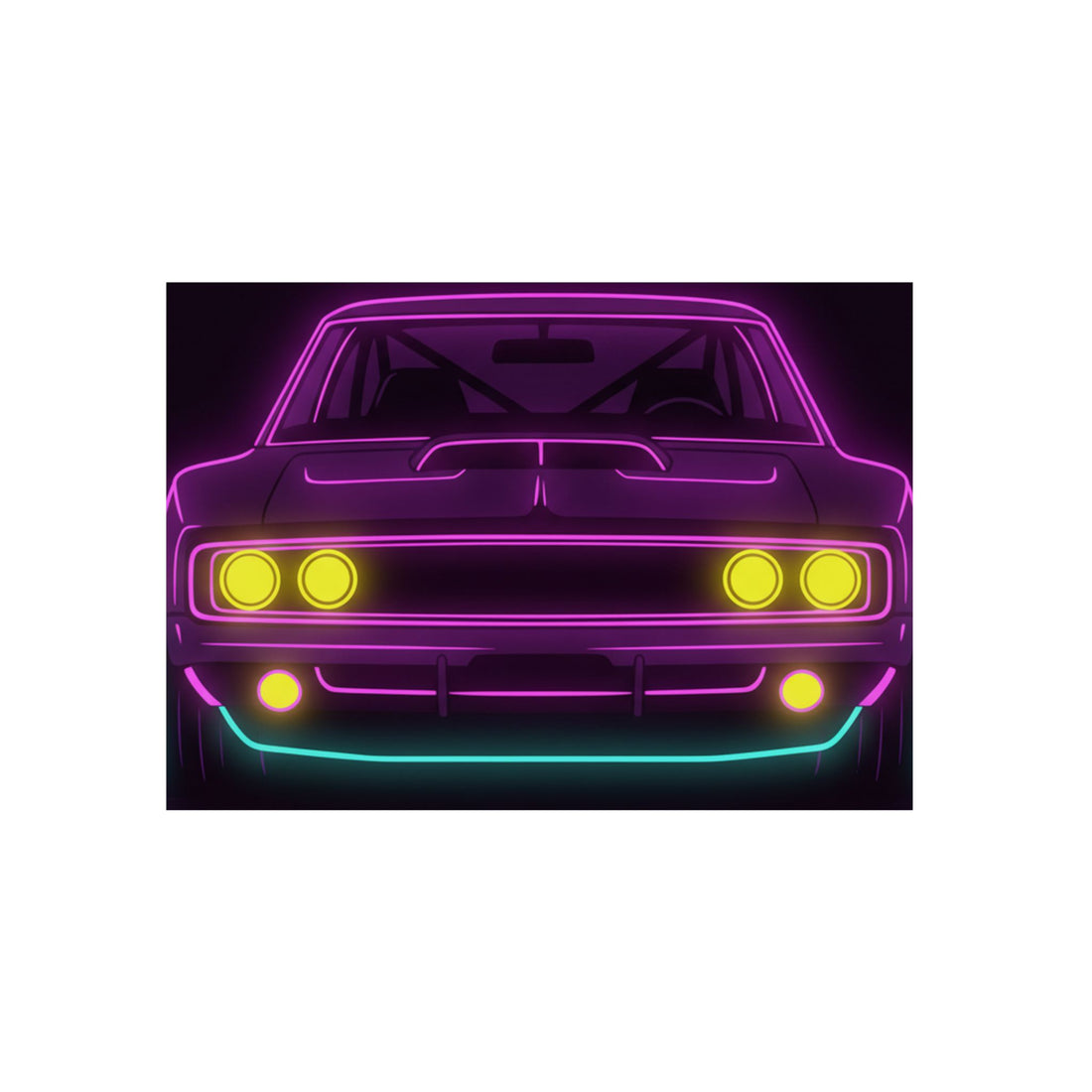 Dodge Charger R/T (1968-70) Neon Synthwave Metal Wall Sign