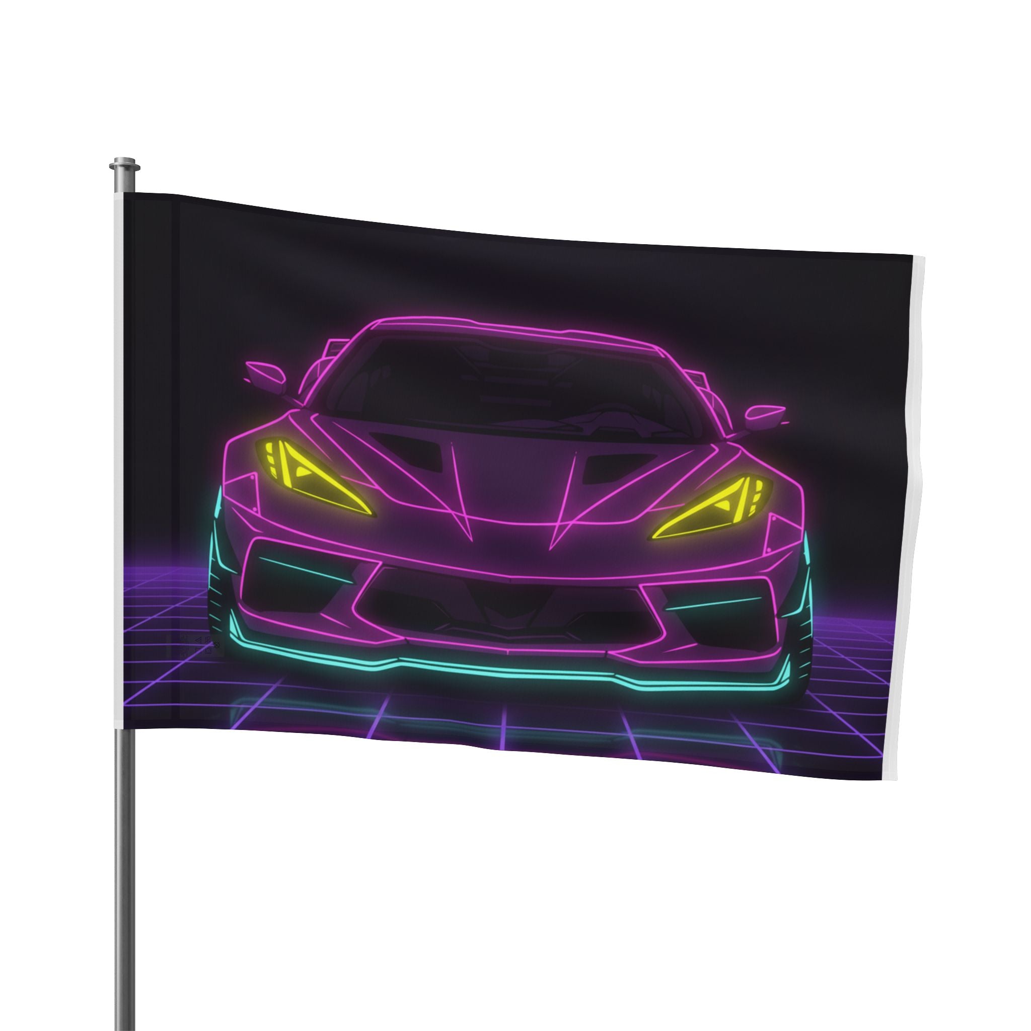 Corvette C8 (2020+) Neon Synthwave Garage Flag