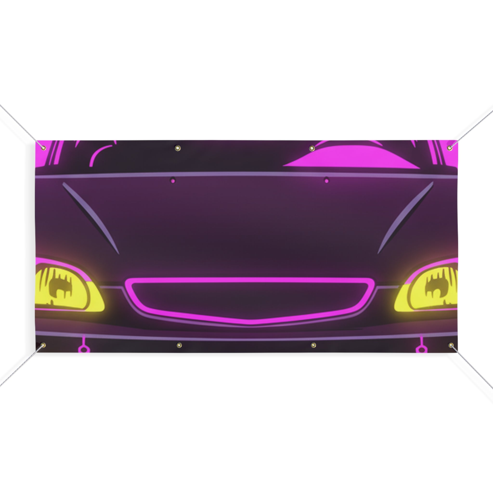 Honda Civic EK Hatch Neon Synthwave Banner