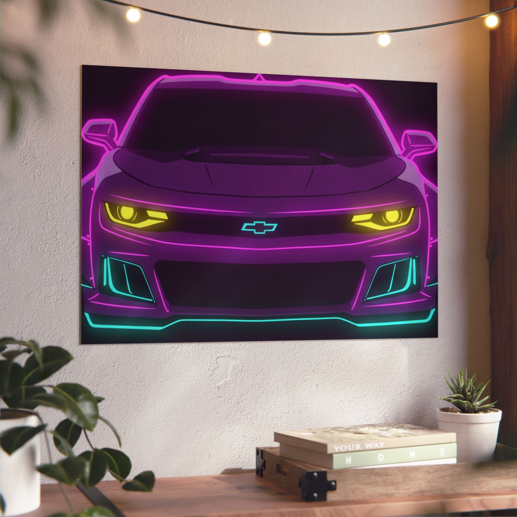 Chevrolet Camaro ZL1 Neon Synthwave Metal Wall Sign