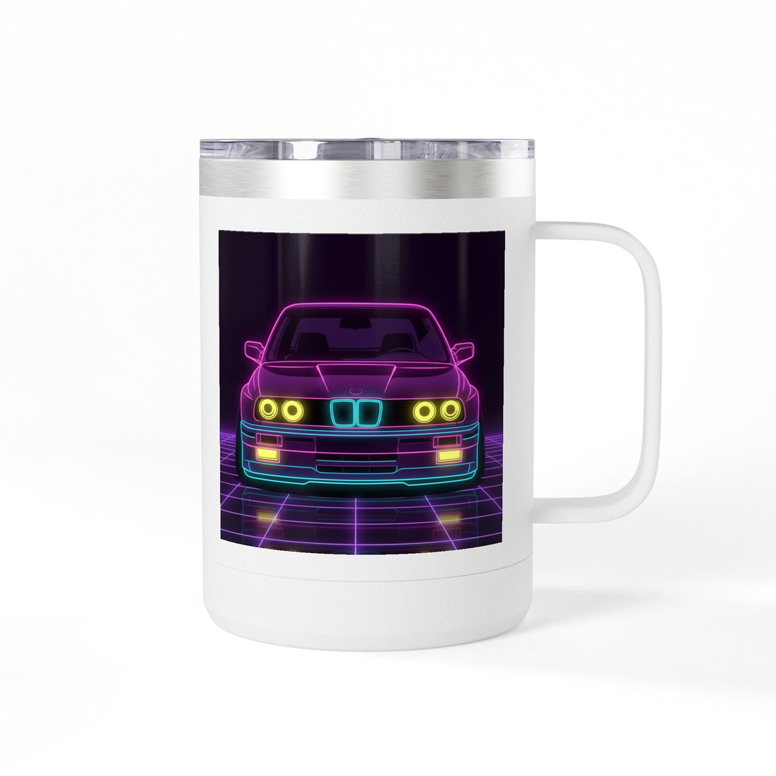 BMW E30 Neon Synthwave Coffee Mug