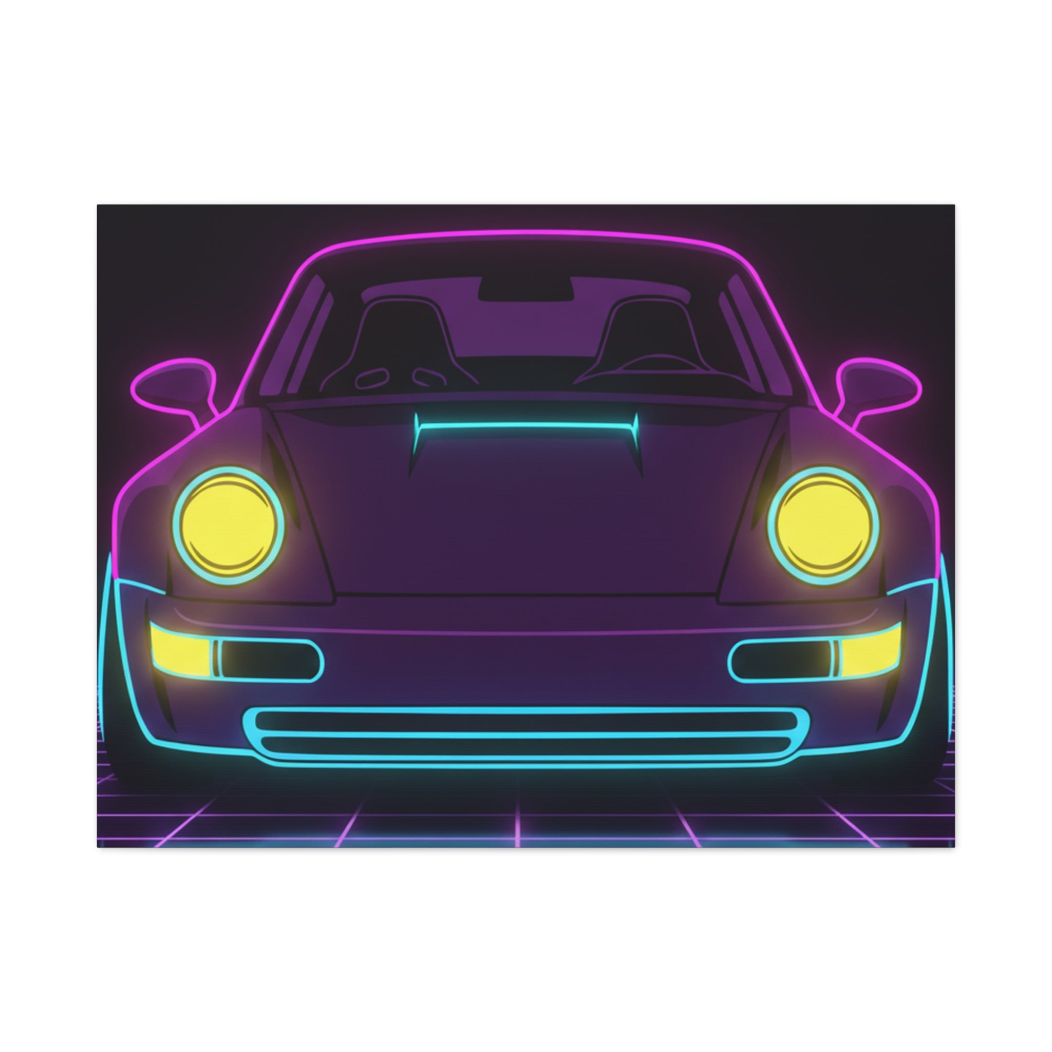 Porsche 964 Singer Neon Synthwave Canvas Wall Art