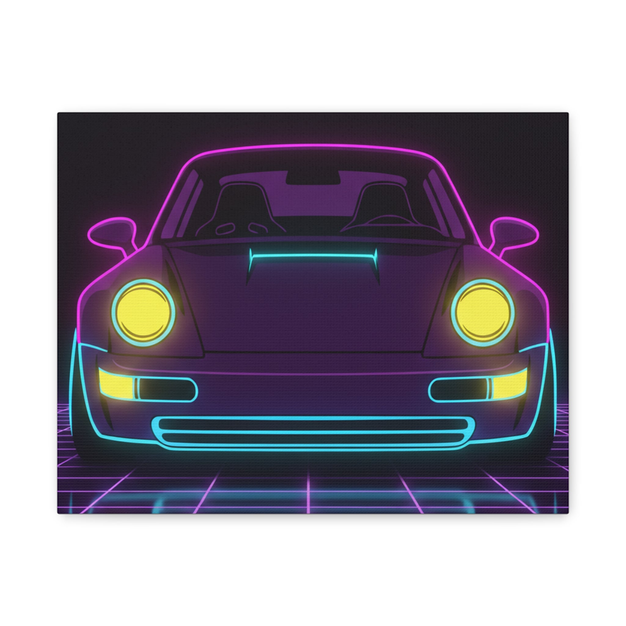 Porsche 964 Singer Neon Synthwave Canvas Wall Art