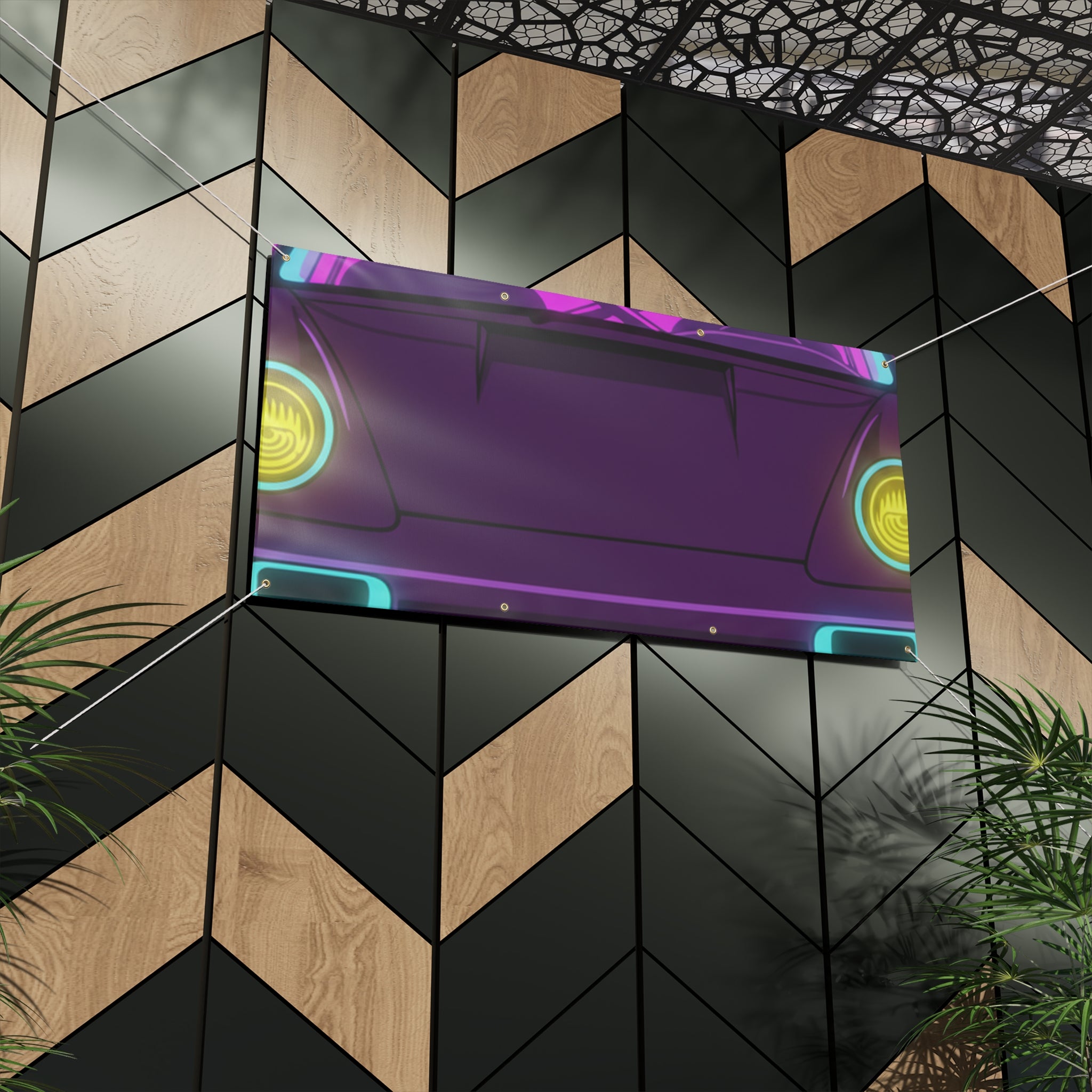 Porsche 964 Turbo Neon Synthwave Banner