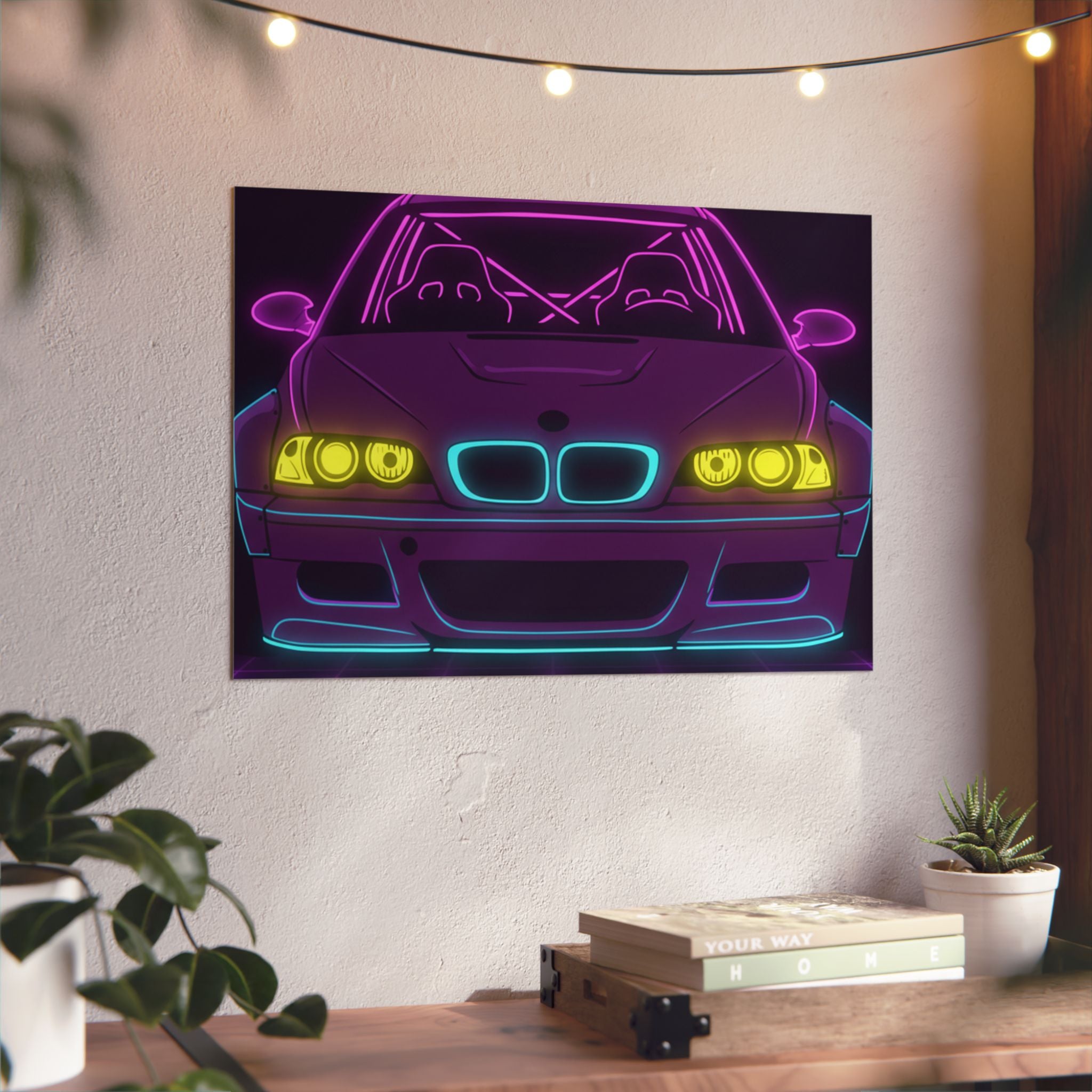 BMW E46 M3 (2000-06) Neon Synthwave Metal Wall Sign