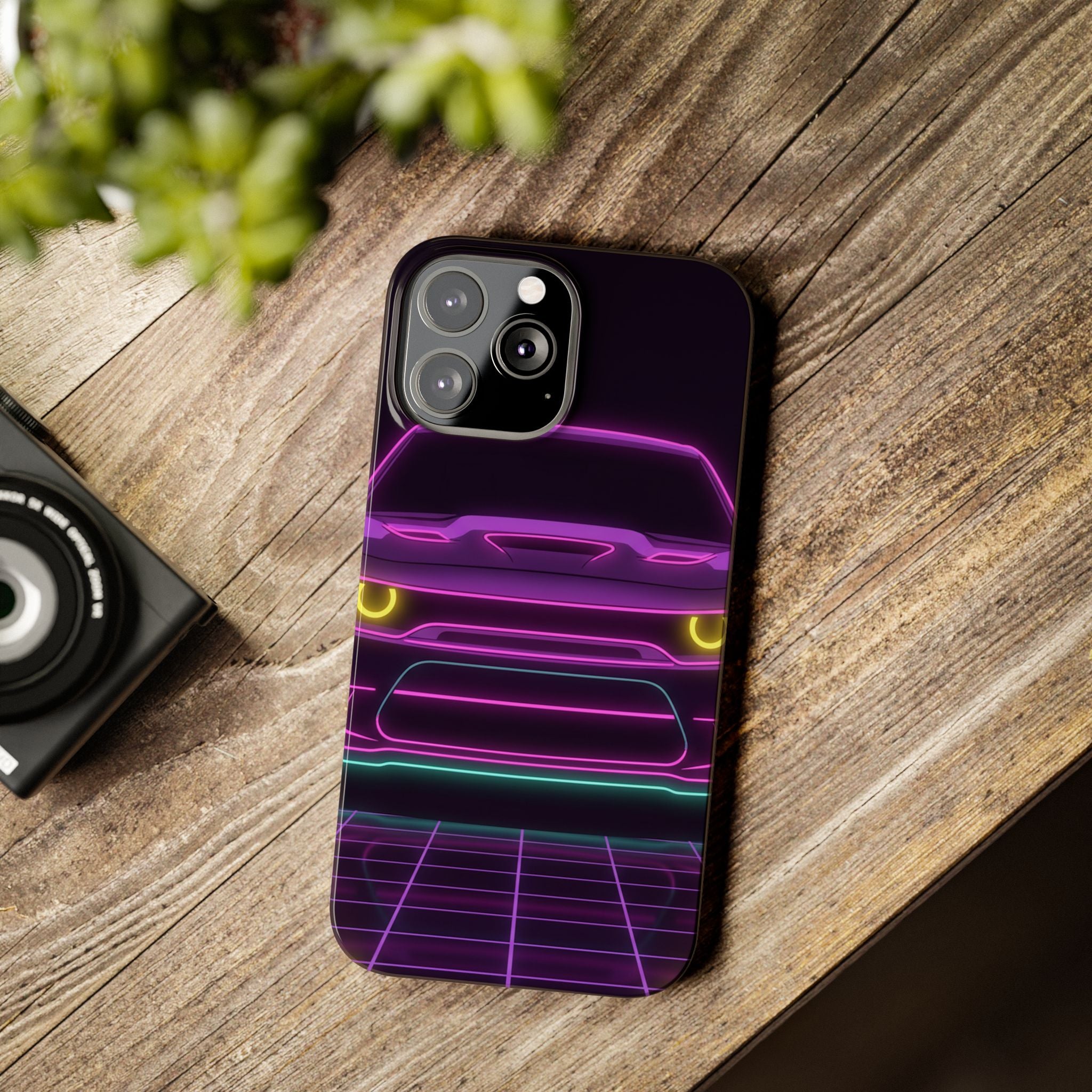 Dodge Challenger SRT Hellcat Neon Synthwave Phone Case