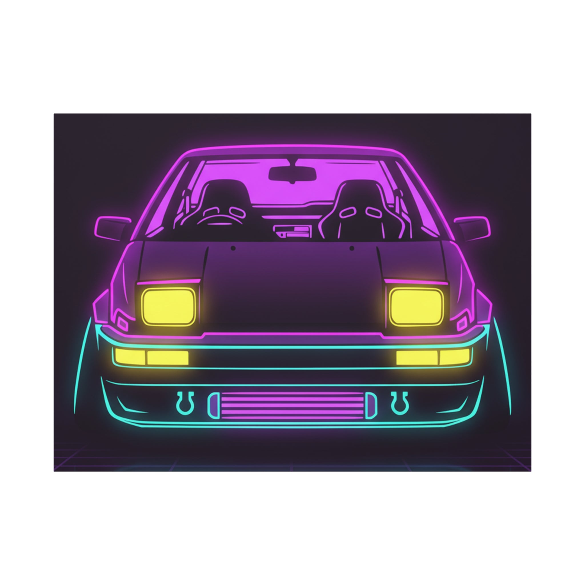 Toyota AE86 (1983-87) Neon Synthwave Canvas Wall Art