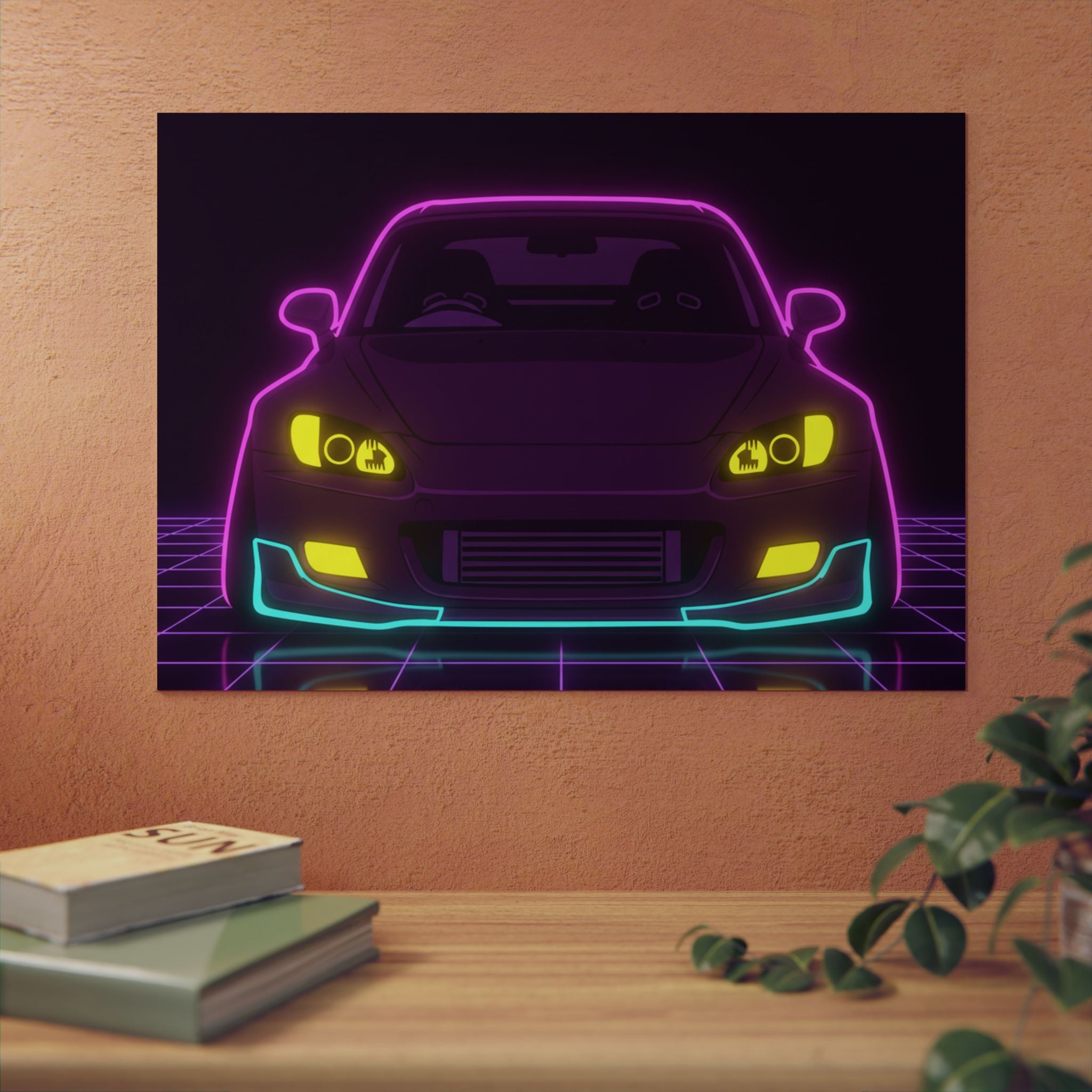 Honda S2000 (1999-09) Neon Synthwave Metal Wall Sign