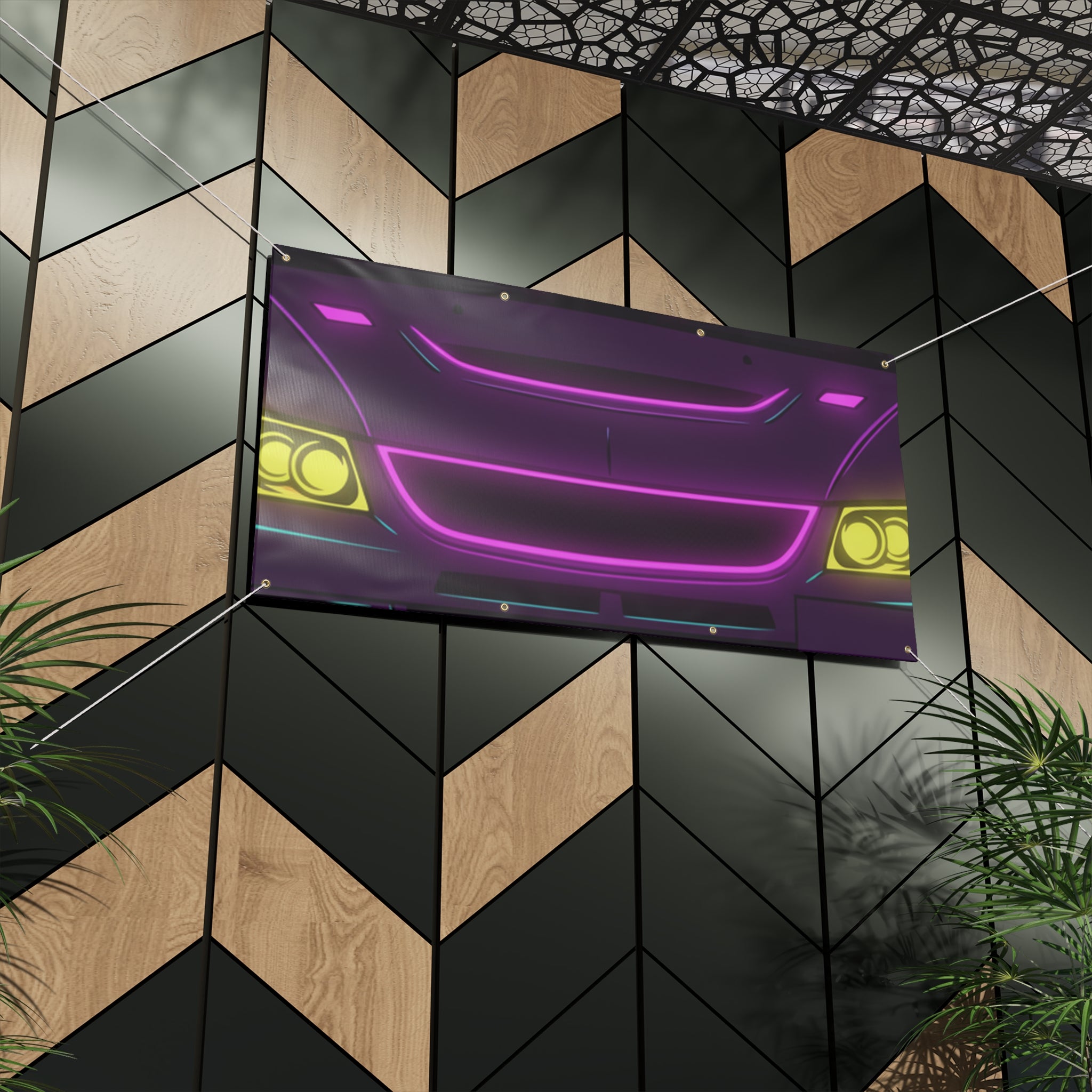 Mitsubishi Evo IX (2005-07) Neon Synthwave Banner