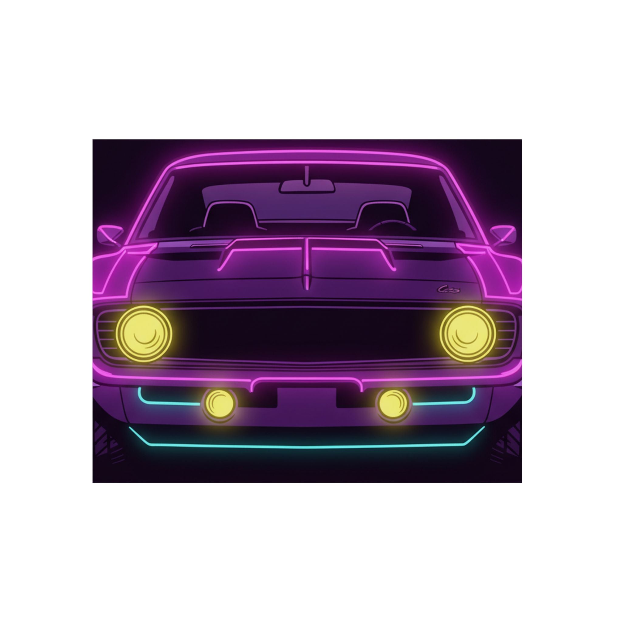 1969 Chevrolet Camaro SS Neon Synthwave Metal Wall Sign