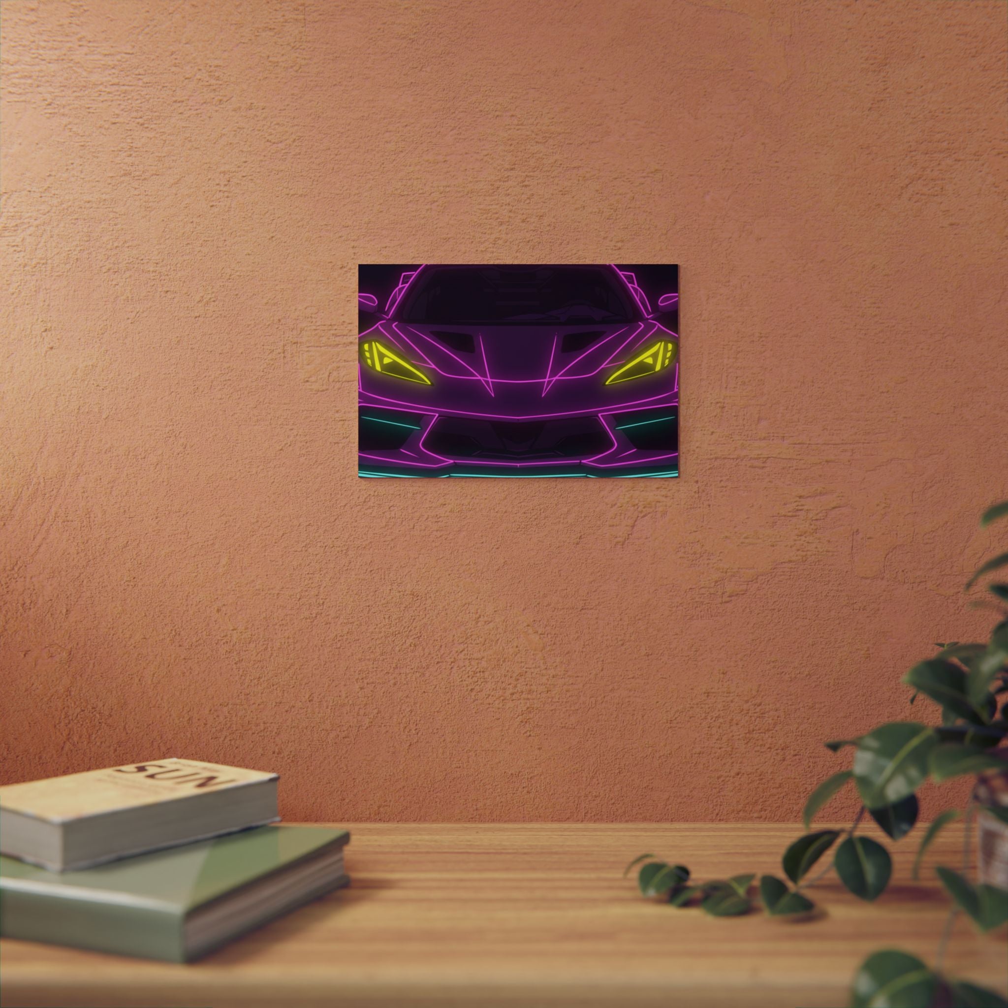 Corvette C8 (2020+) Neon Synthwave Metal Wall Sign