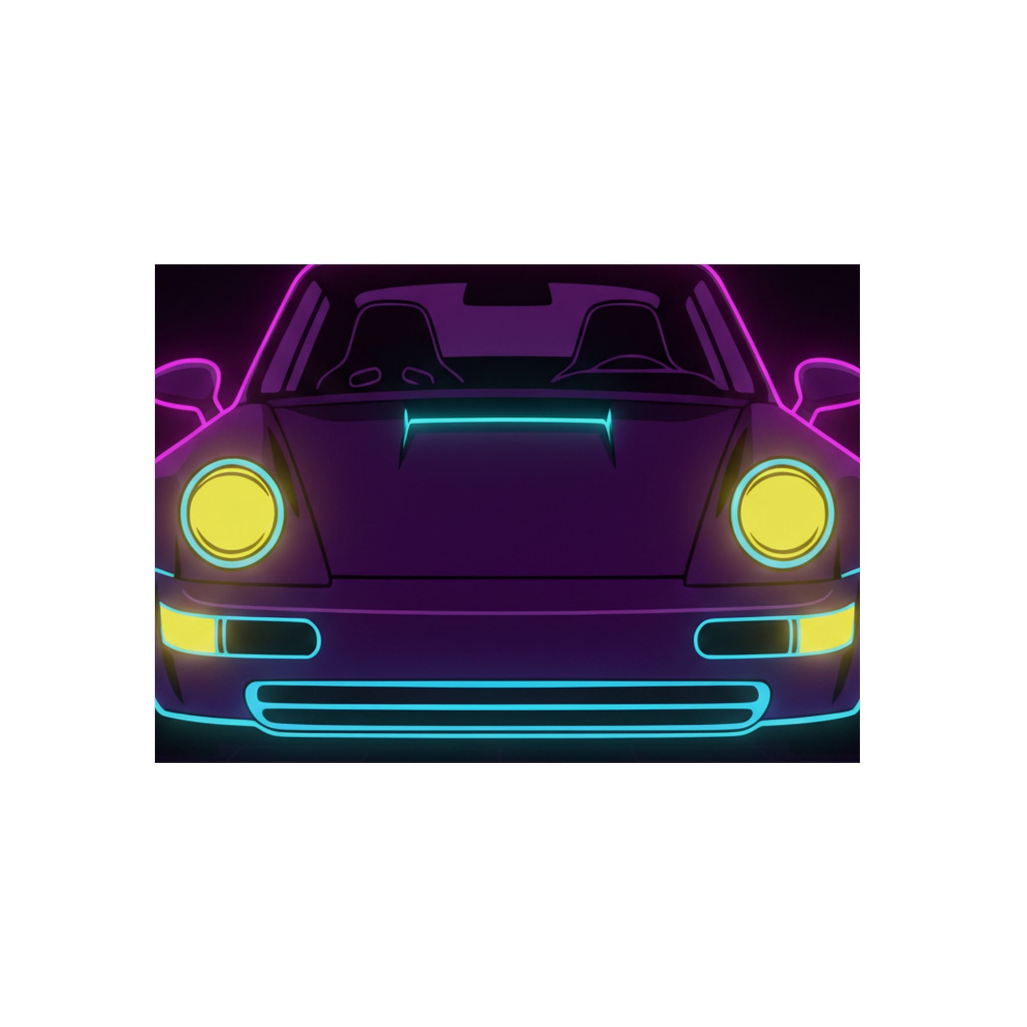 Porsche 964 Singer Neon Synthwave Metal Wall Sign