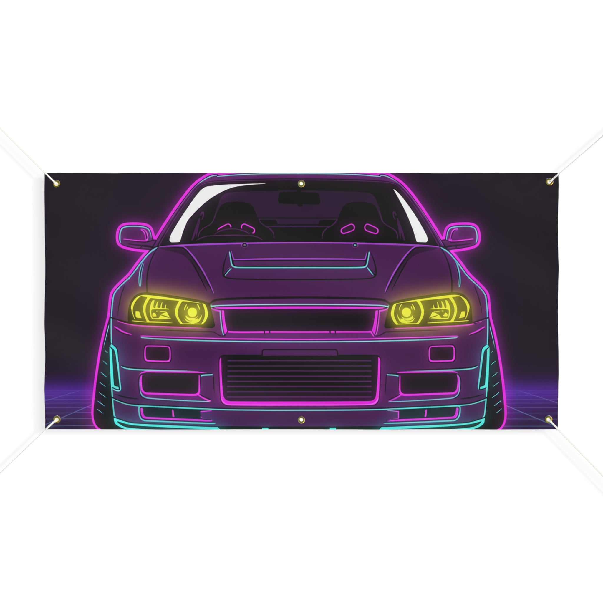Nissan GT-R Neon Synthwave Banner