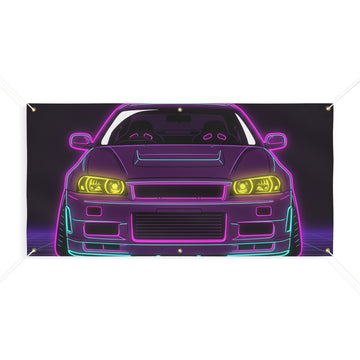 Nissan GT-R Neon Synthwave Banner