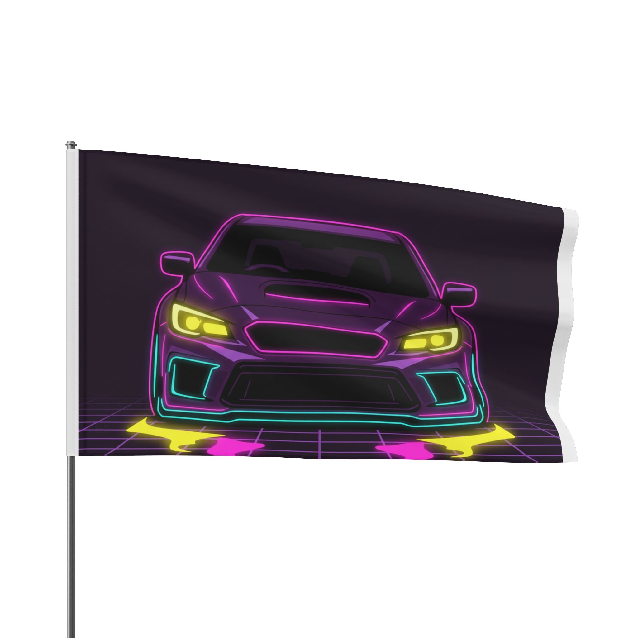 Subaru WRX STI Neon Synthwave Garage Flag