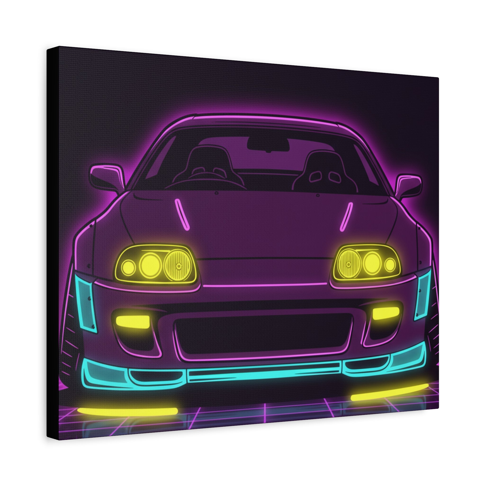 Toyota Supra MK4 Neon Synthwave Canvas Wall Art