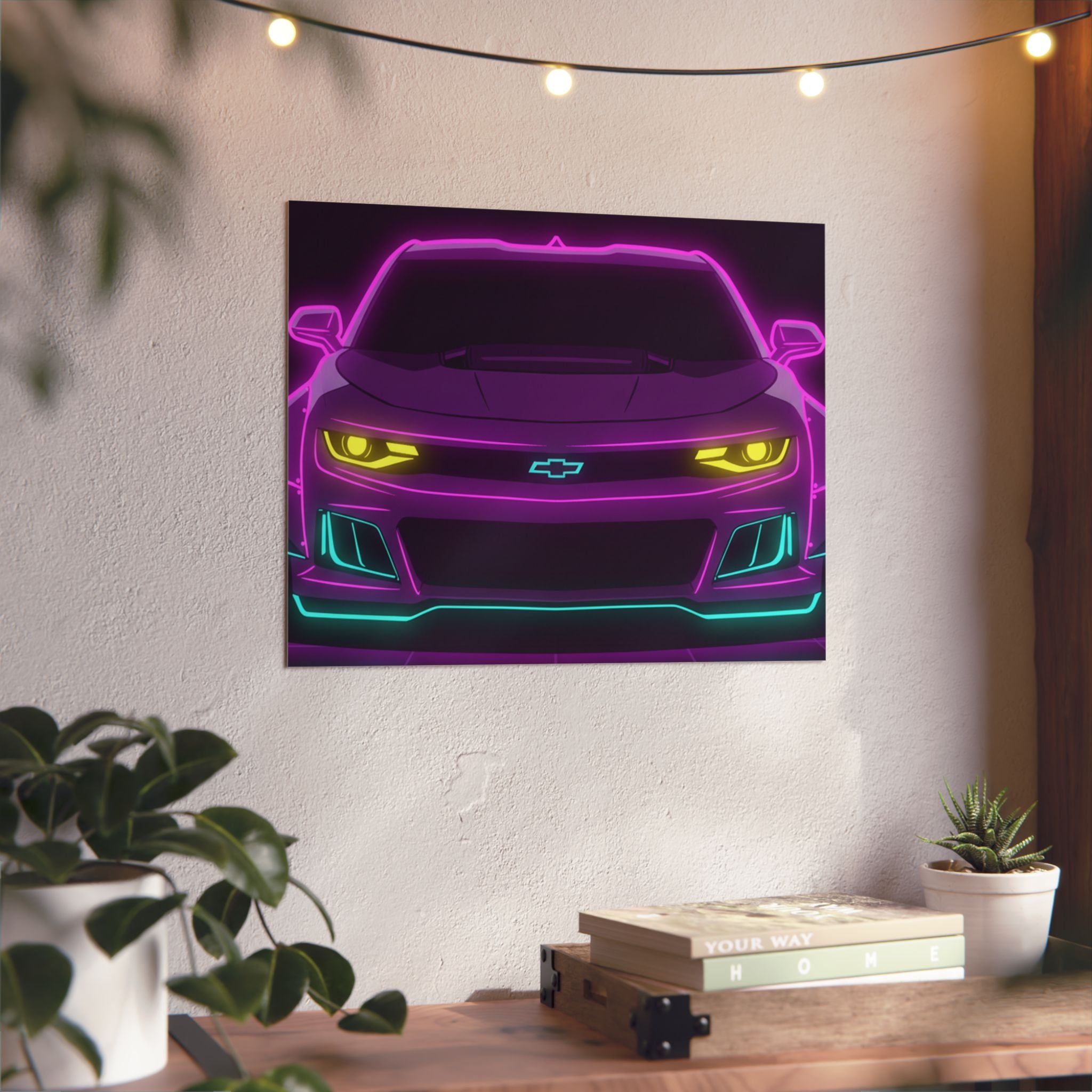 Chevrolet Camaro ZL1 Neon Synthwave Metal Wall Sign